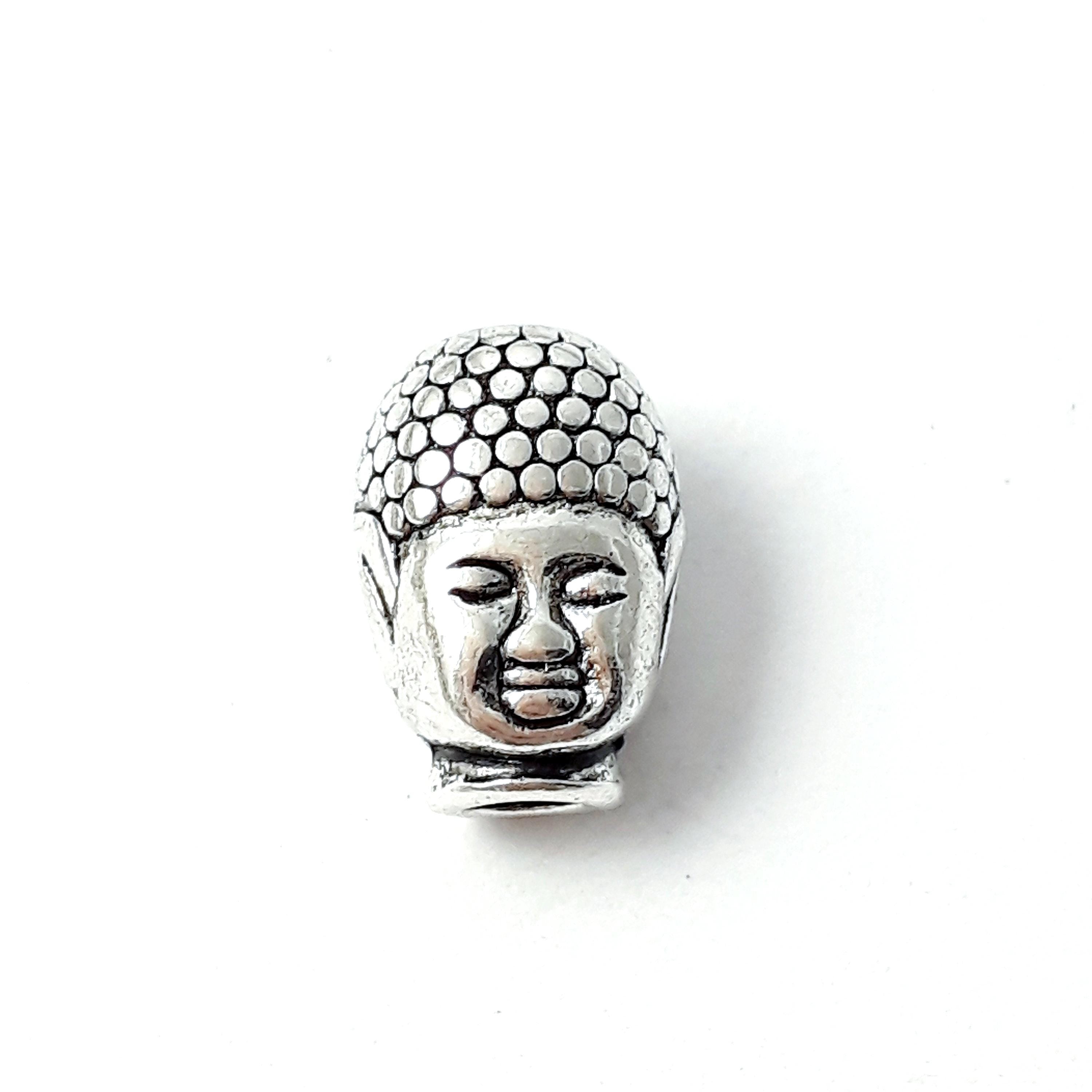 Buddha Head Antique Silver 13x9mm - 4pcs