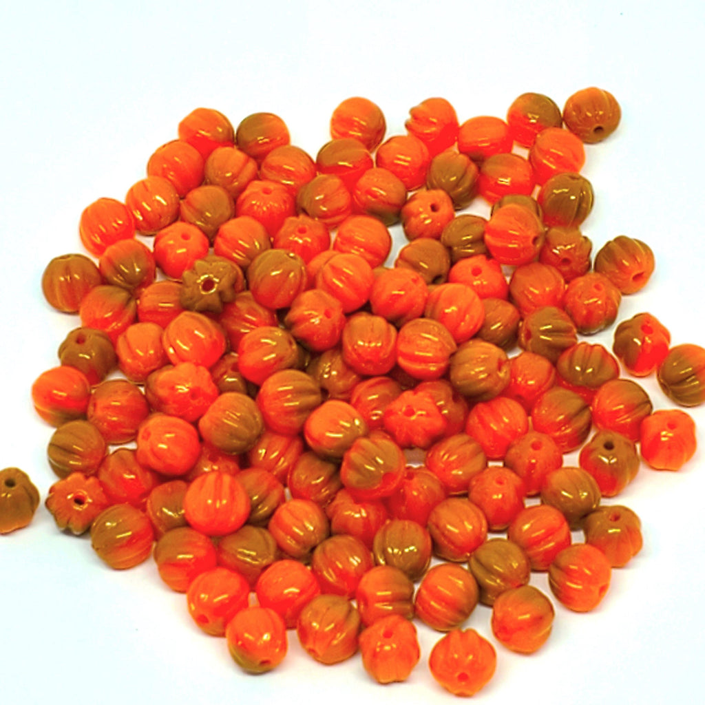 Orange & Caramel Fluted Czech Glass 5mm - 30pcs