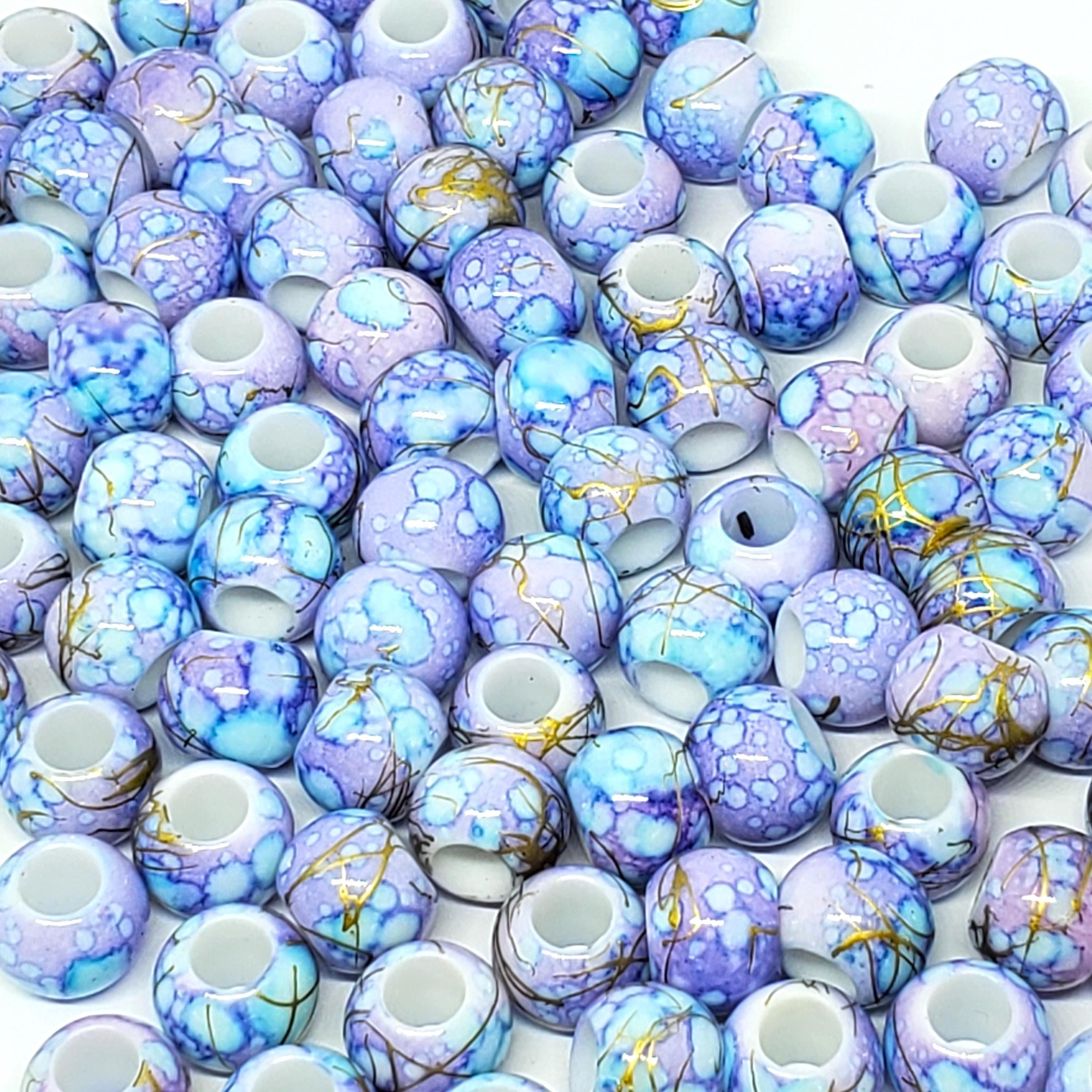 Purple, Blue & Gold Drawbench Acrylic Pony 10mm - 50pcs