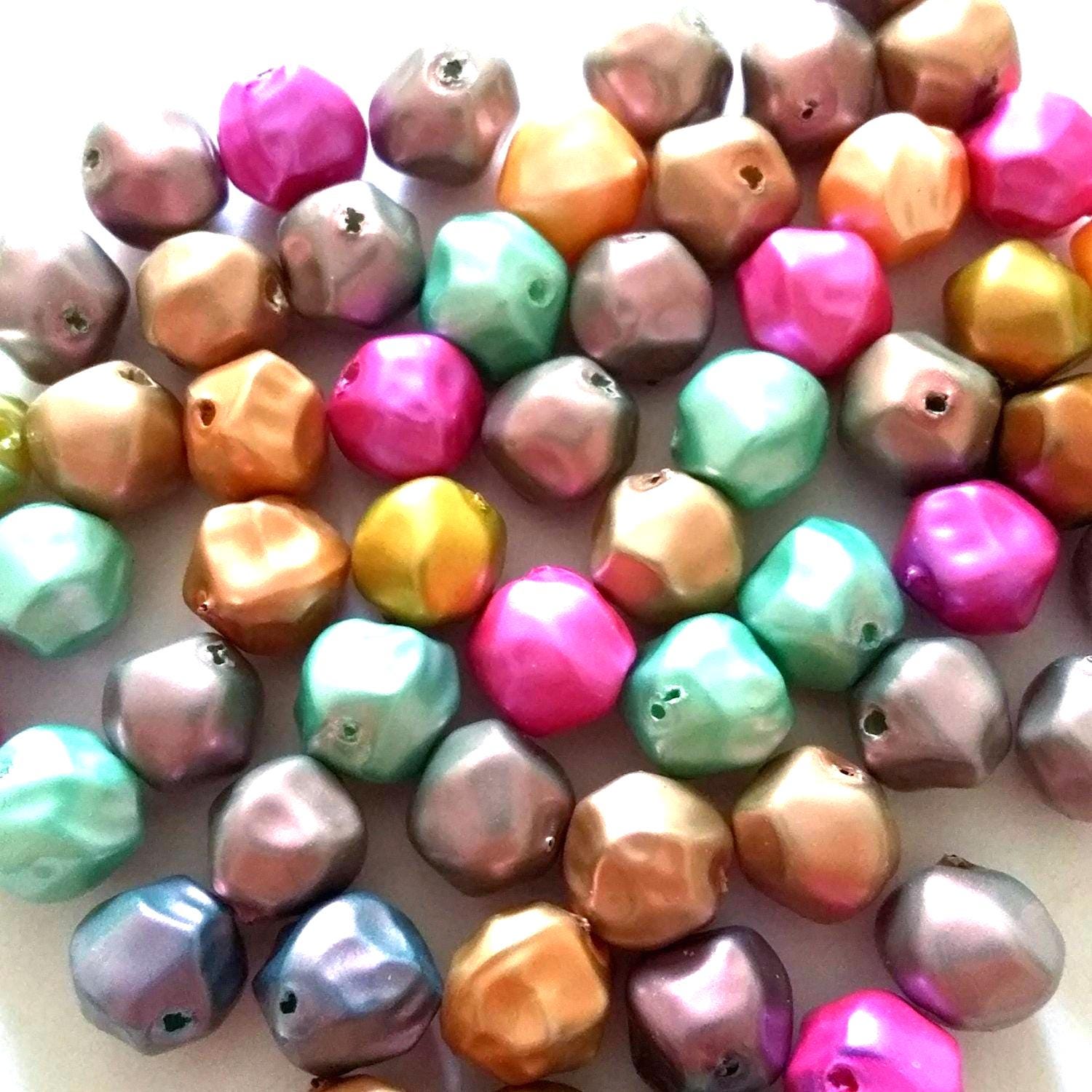 Metallic Lustre Acrylic Nugget 9mm - 80pcs