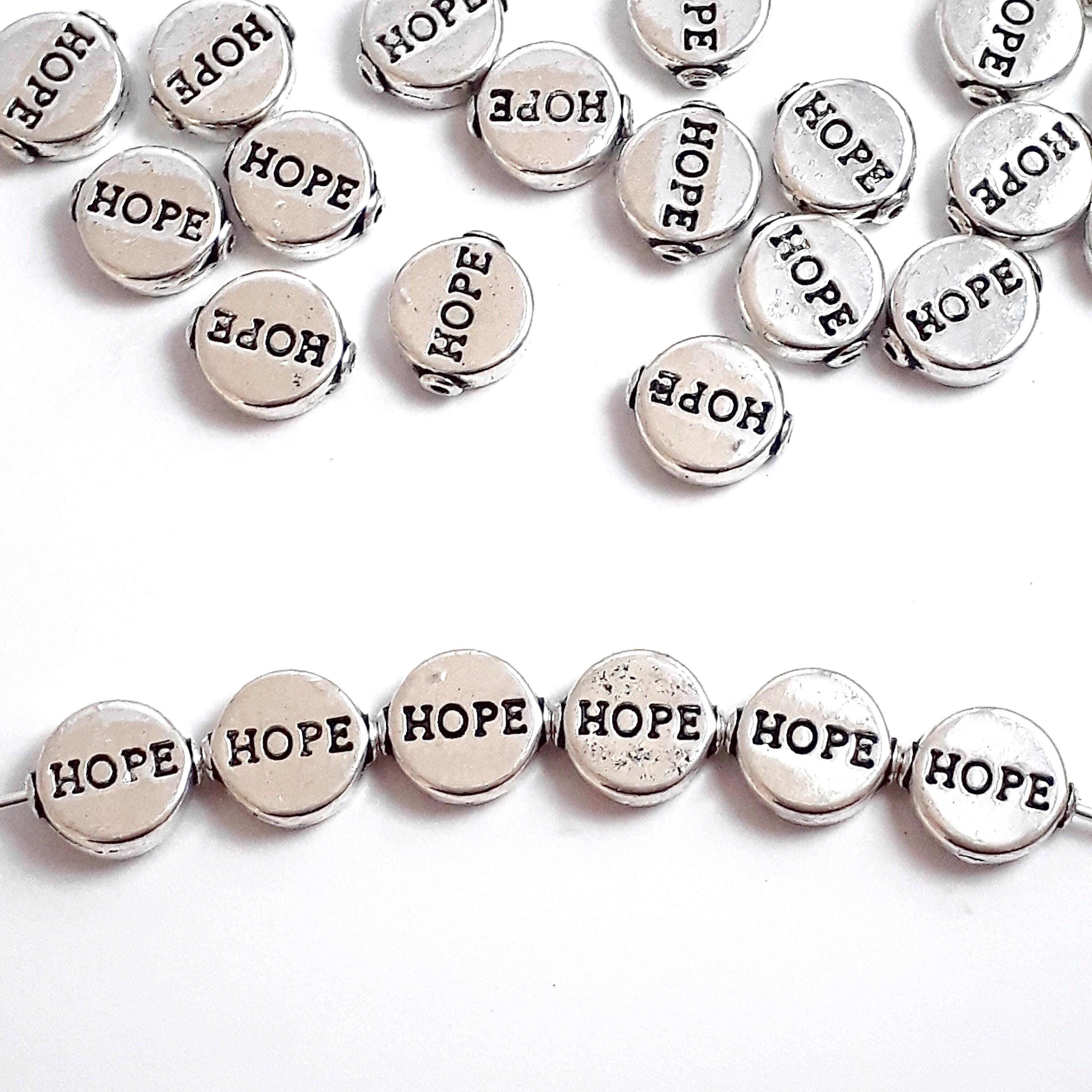 'Hope' Round Antique Silver 10x9mm - 10pcs