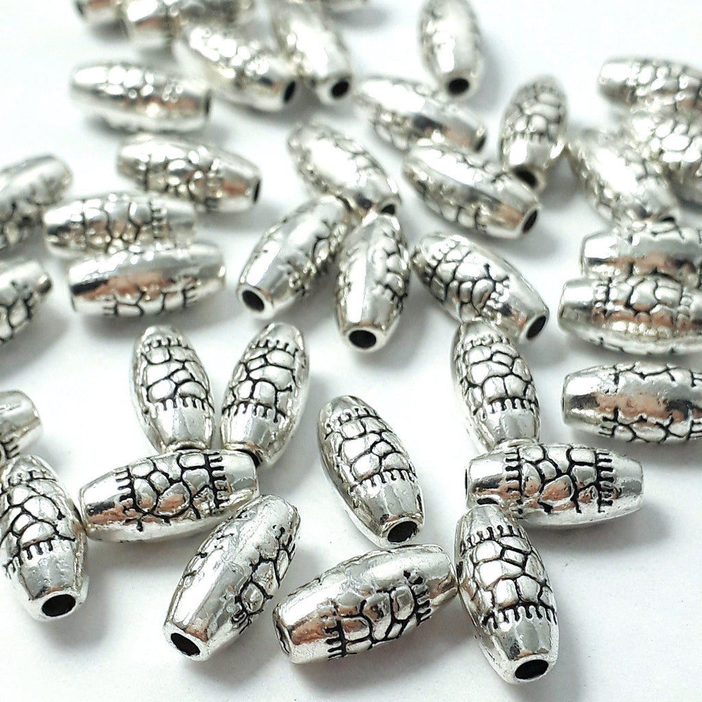 Oval Animal Print Antique Silver 10x5mm - 10pcs