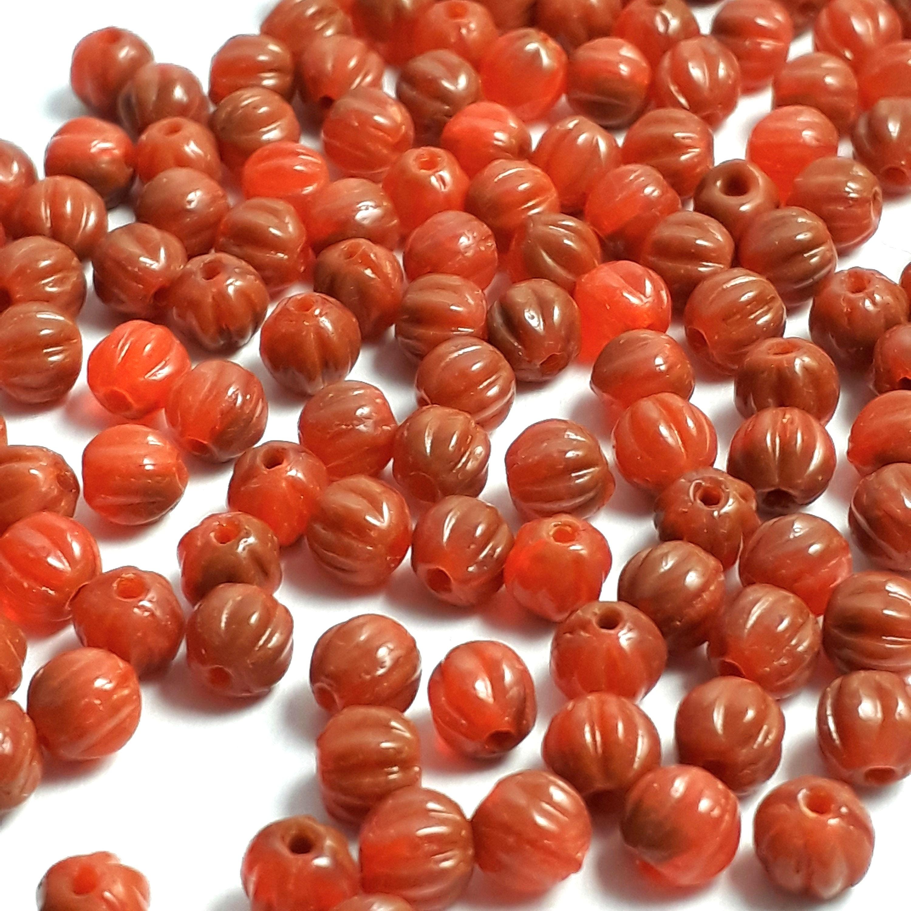 Orange & Caramel Czech Glass Fluted Round 3mm - 40pcs
