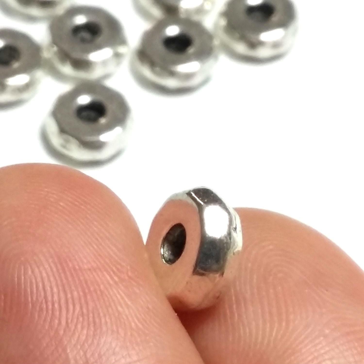 Faceted Tyre Ring Antique Silver 8mm - 20pcs