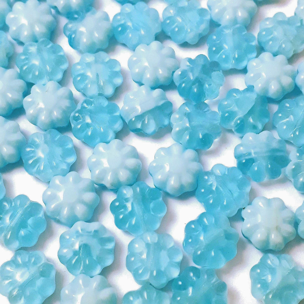 Light Blue Czech Glass Hawaiian Flower 9mm - 10pcs