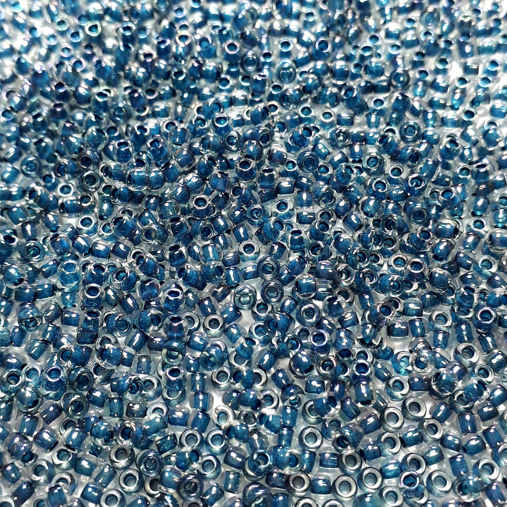 Lustre Crystal/Capri Blue-Lined TOHO Seed Glass 11/0 - 10g