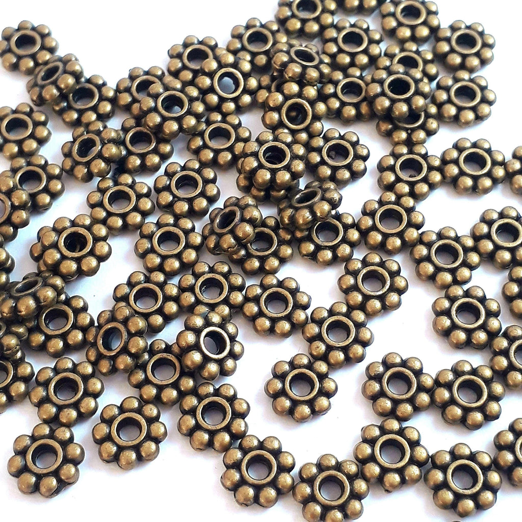 Flower Ring Spacers Antique Bronze 6mm - 20pcs