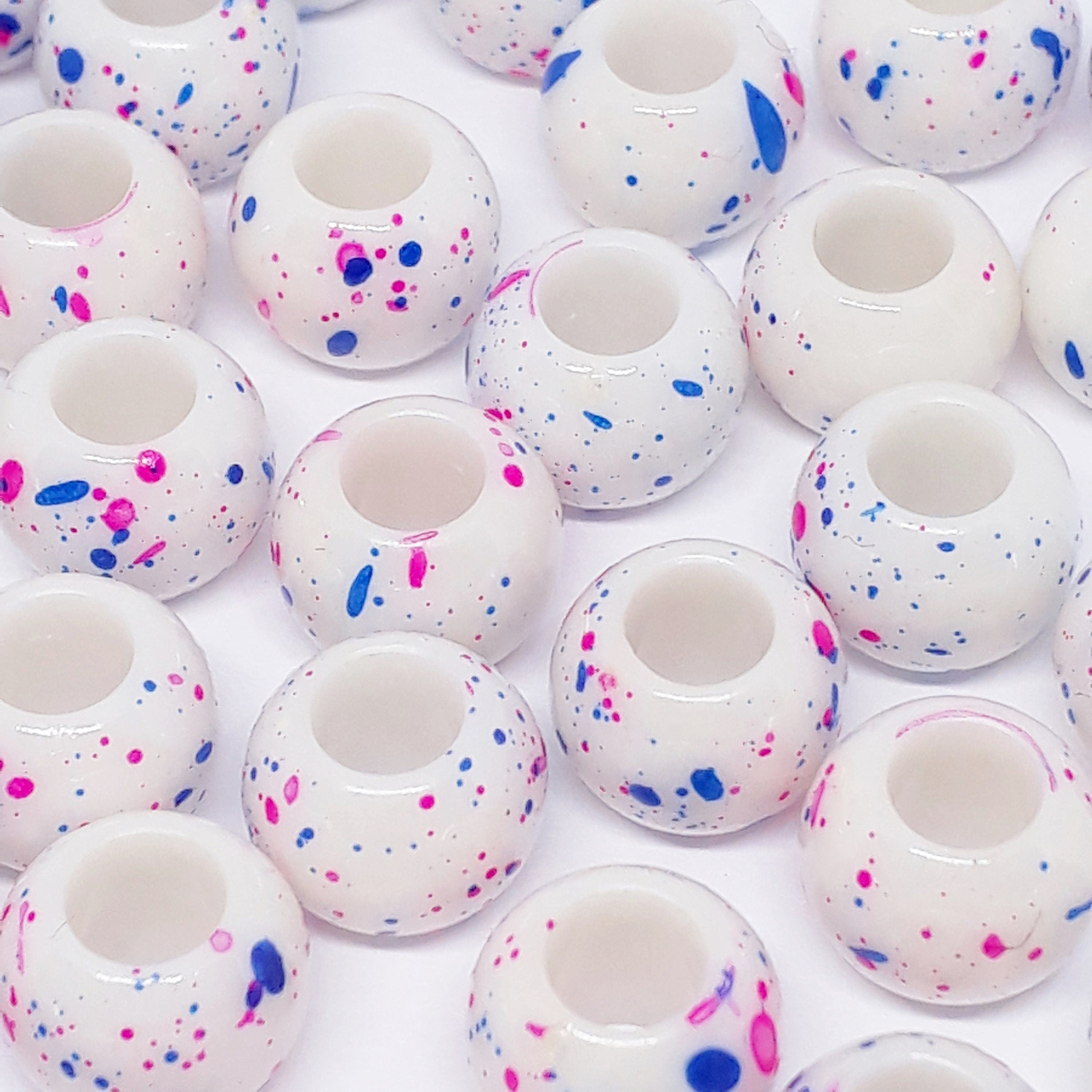 Pink & Blue Mottled Acrylic Pony 10mm - 50pcs