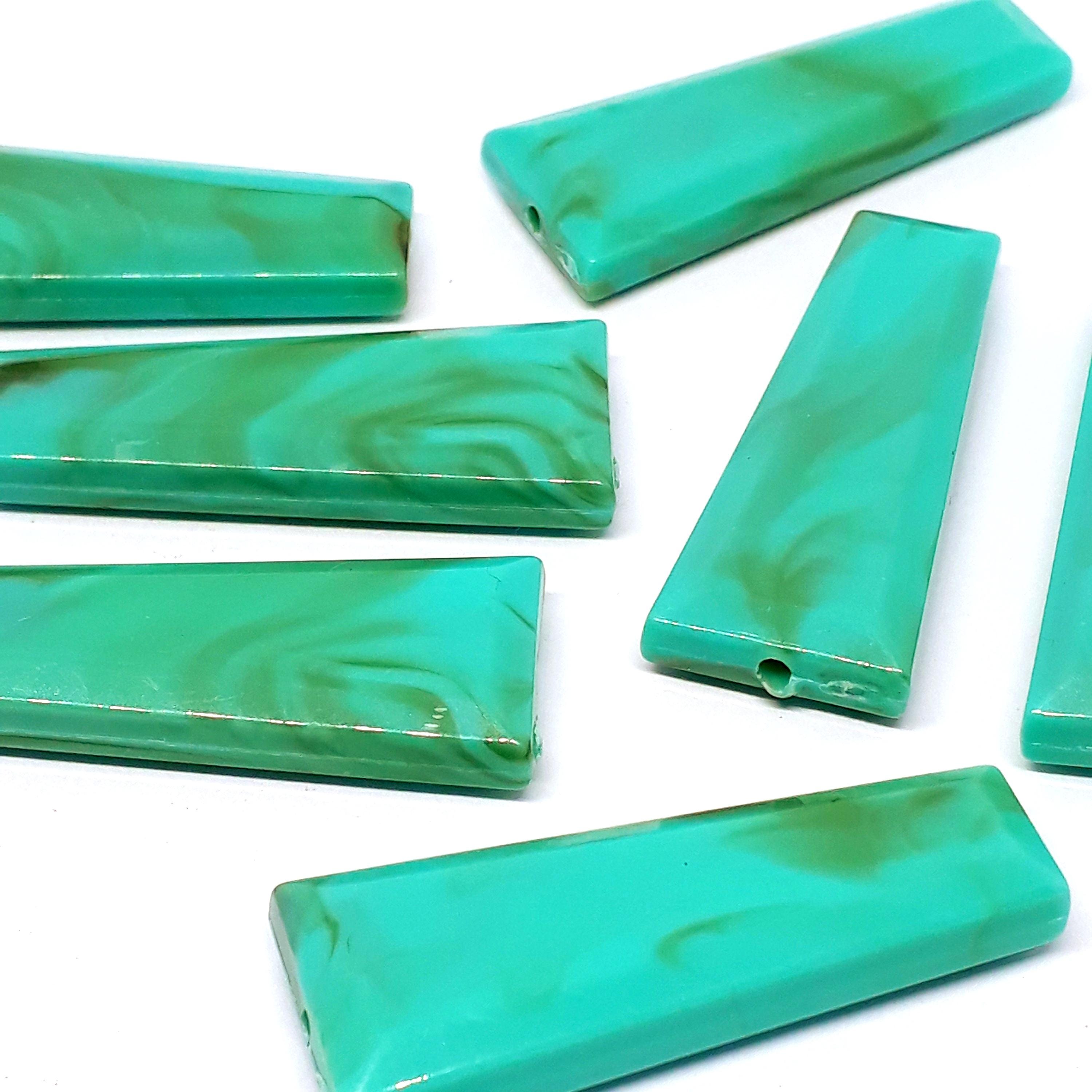 Green Turquoise Acrylic Trapezoid 40x15mm - 5pcs