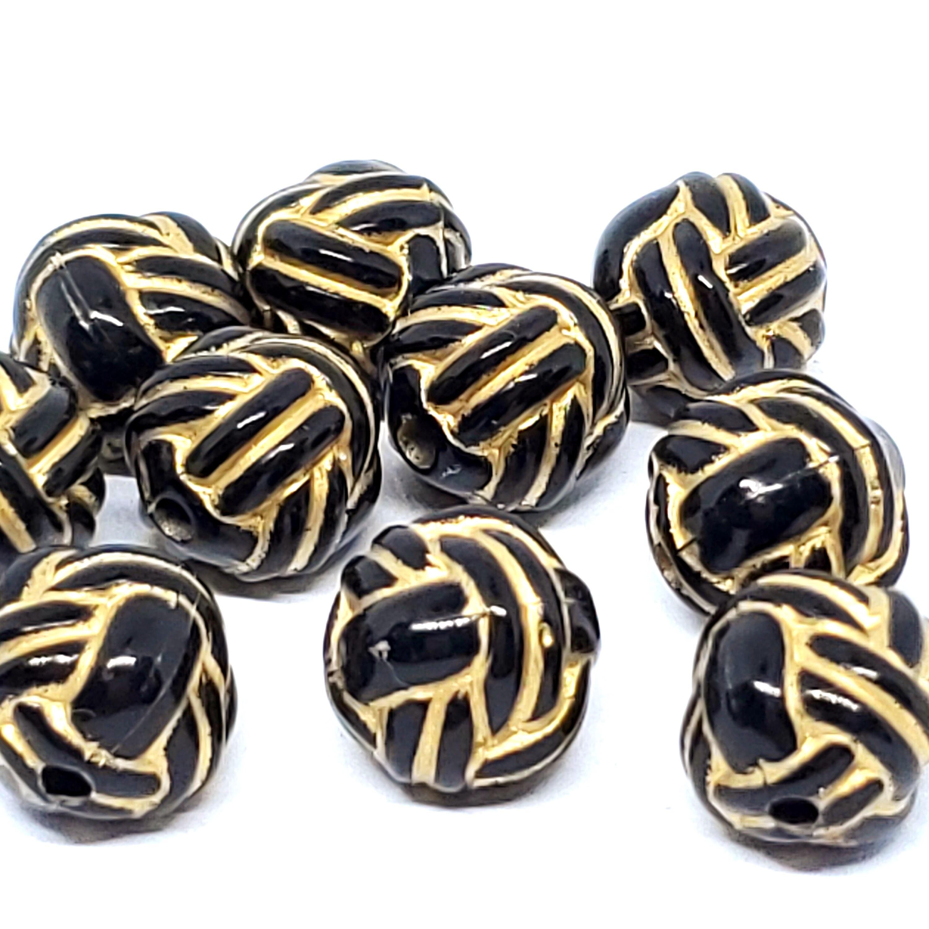 Black & Gold Resin Knot Rope 11mm - 2pcs