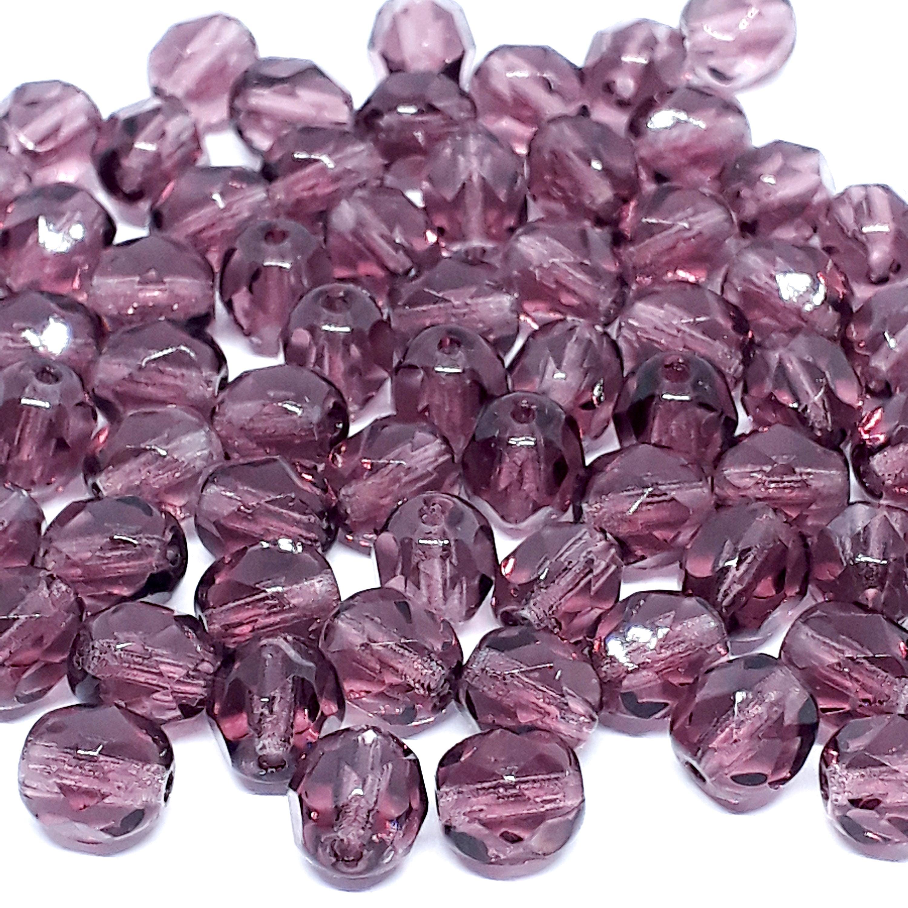 Amethyst Purple Faceted Czech Glass Oval 6x5mm - 20pcs