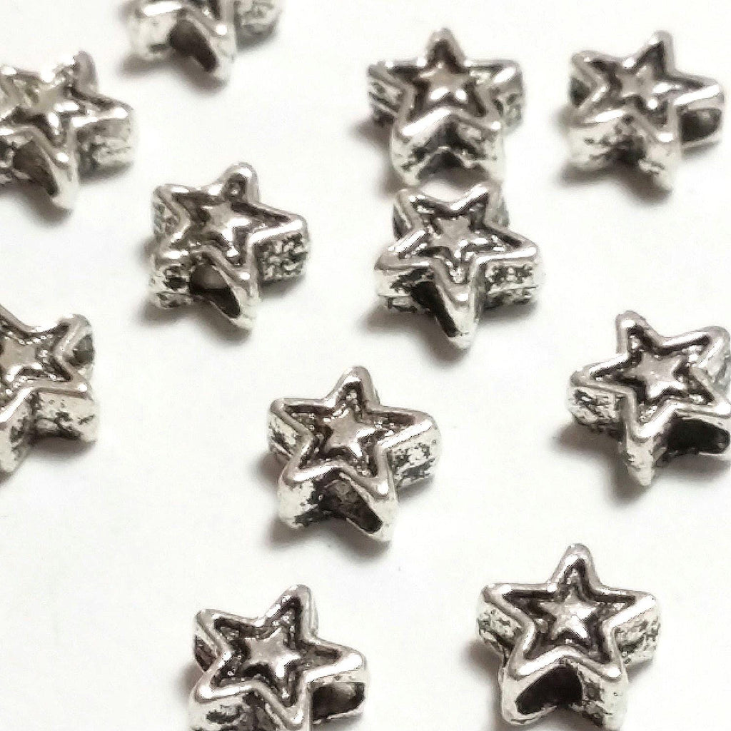 Antique Silver Star 4mm - 100pcs