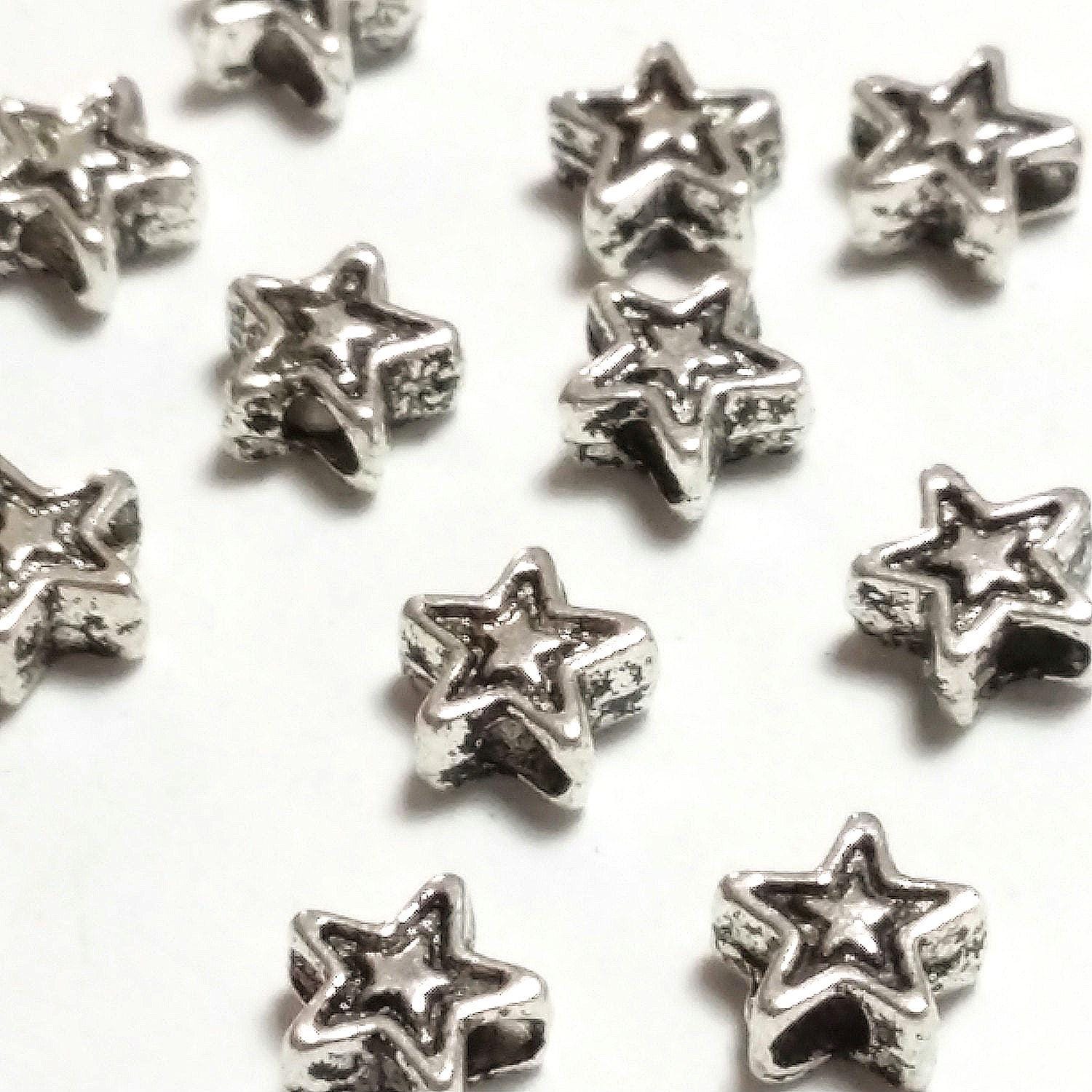 Antique Silver Star 4mm - 100pcs