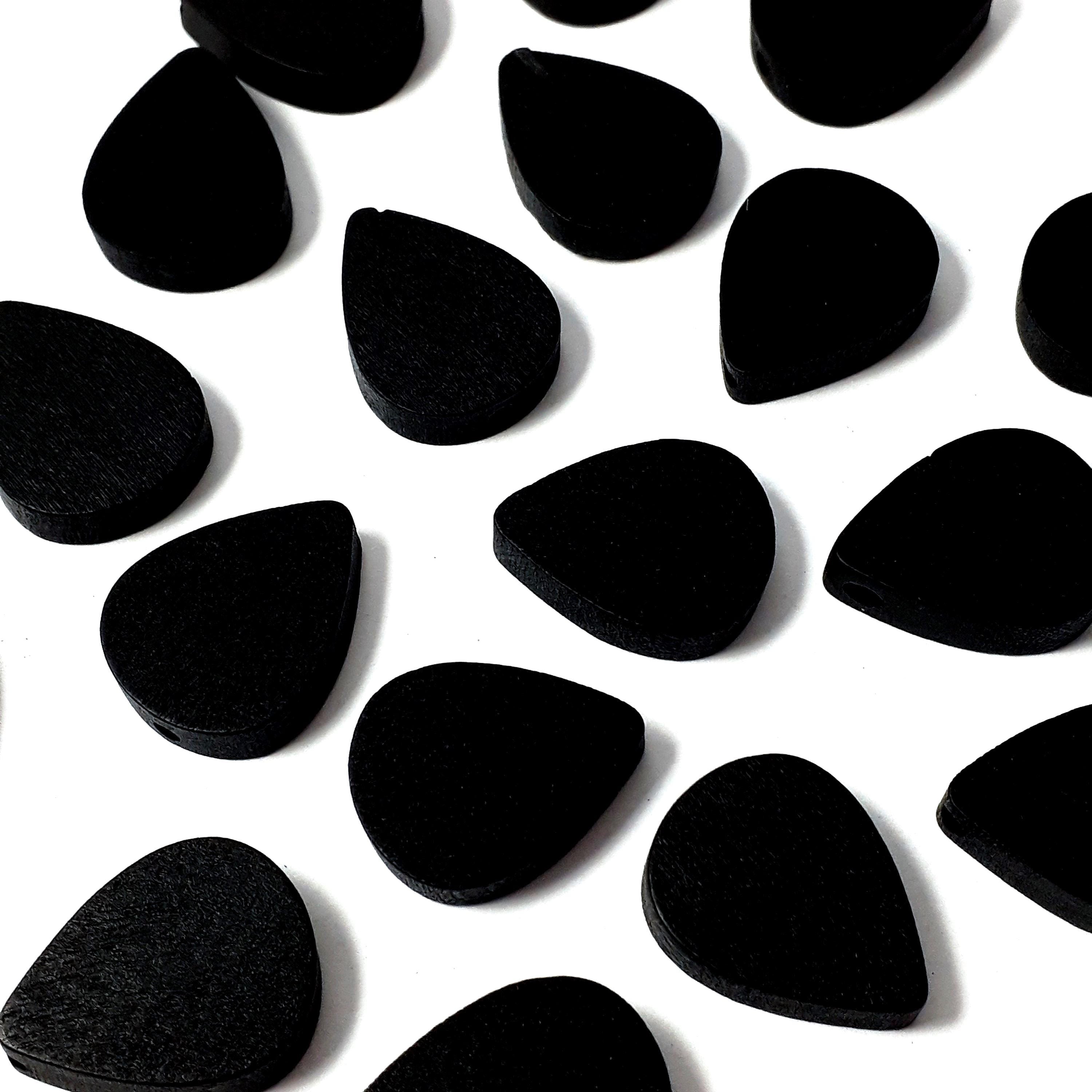 Black Teardrop Wood 19x16mm - 10pcs