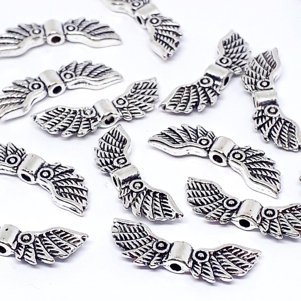 Angel Wing Antique Silver 22x7mm - 10pcs