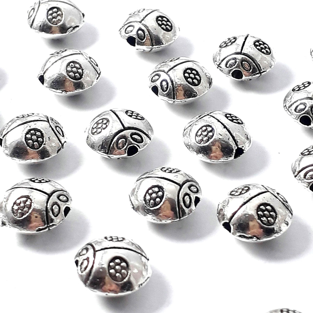 Ladybird Antique Silver 9mm - 10pcs
