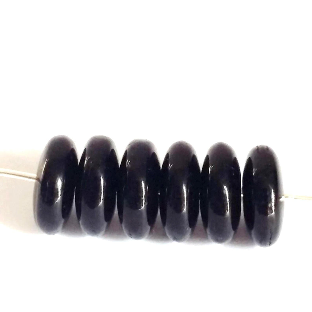 Black Czech Druk Pressed Glass Disc 8mm - 30pcs