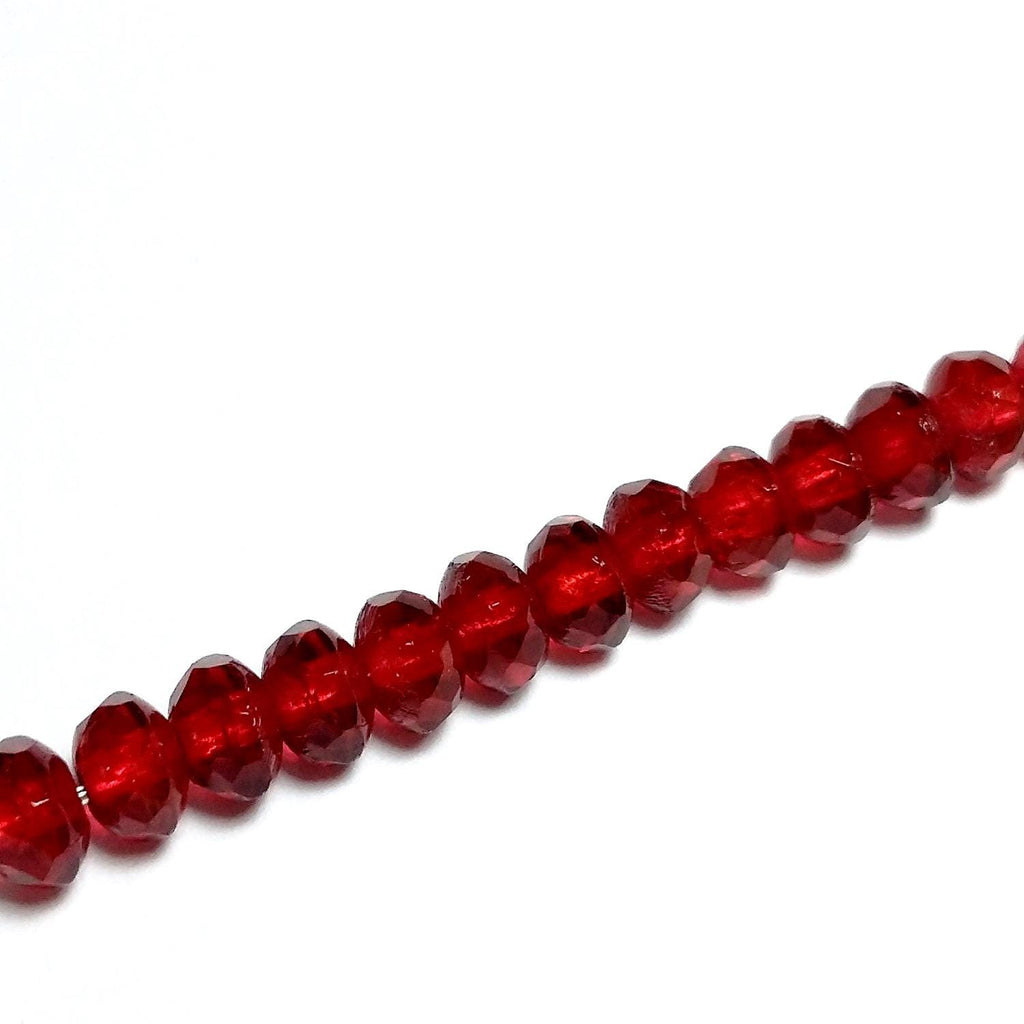 Cherry Red Czech Glass Rondelle 5x3mm - 20pcs