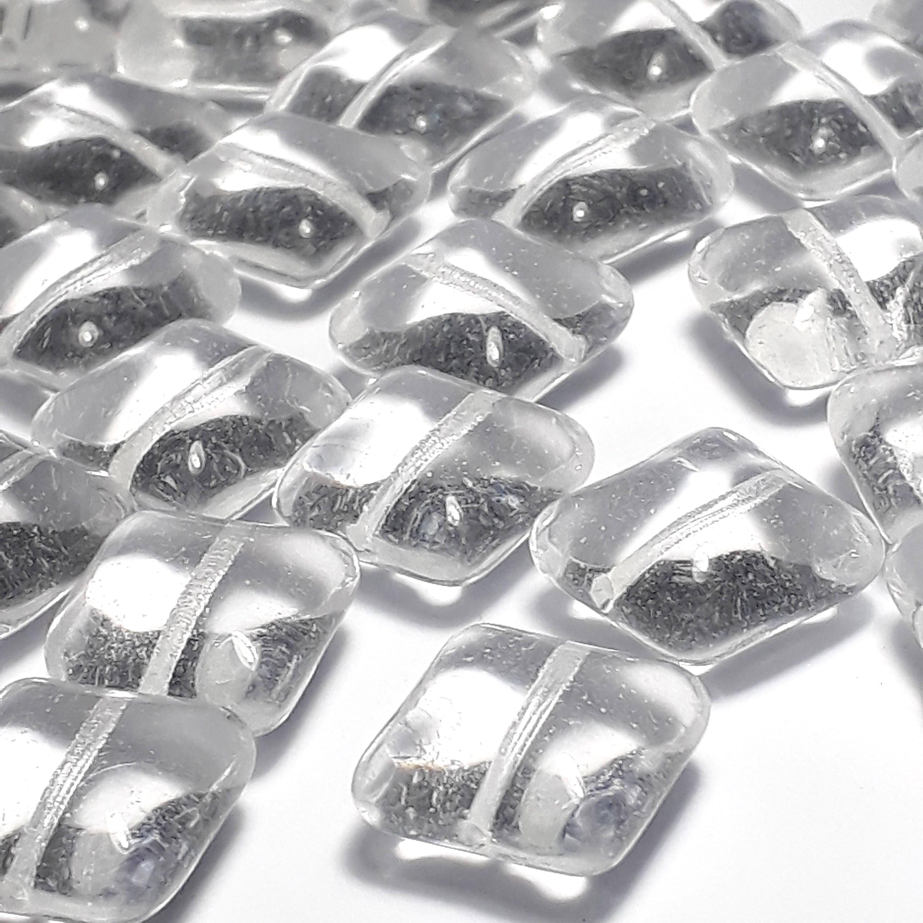 Clear Puffed Square Czech Glass 14mm - 10pcs