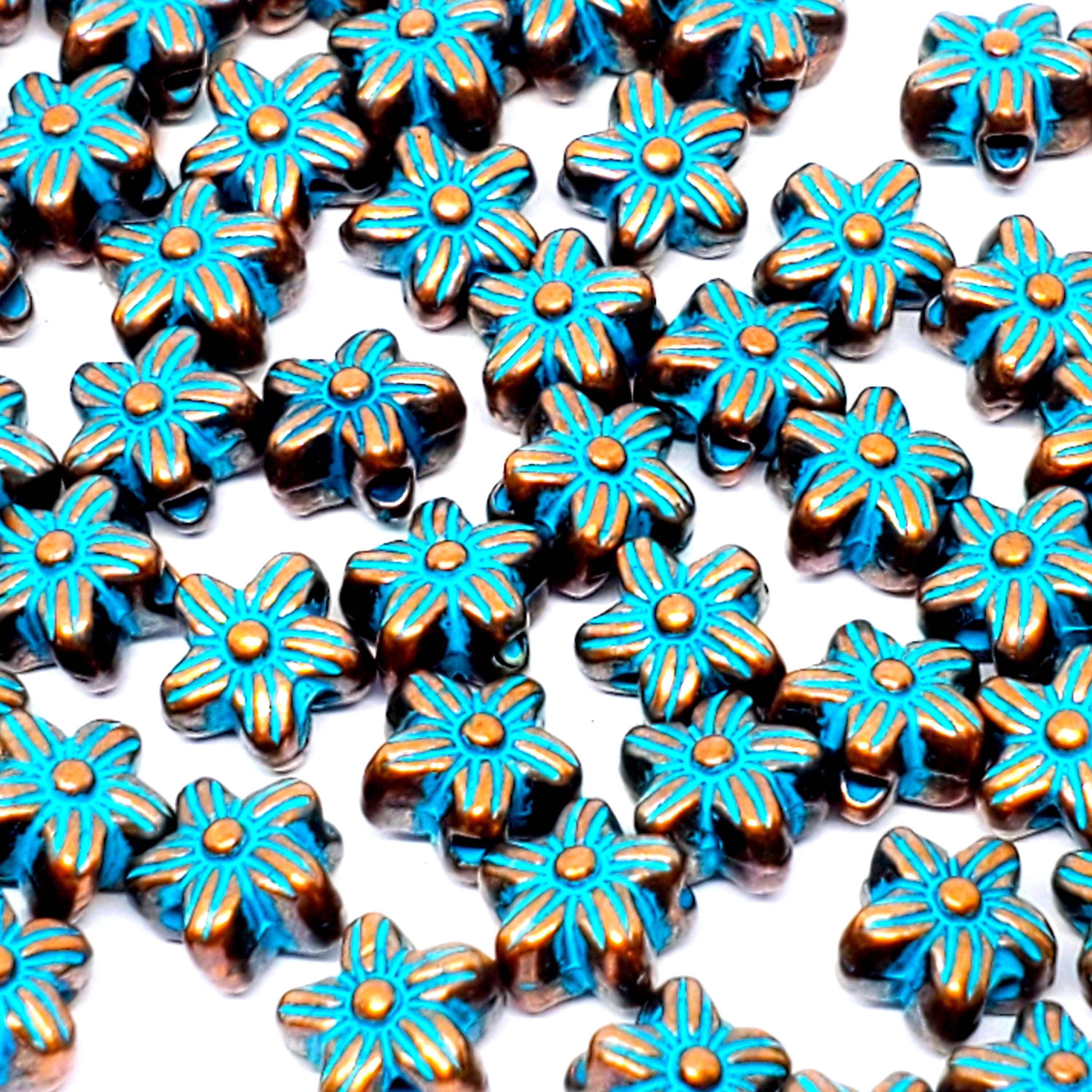 Antique Copper Patina Metal Flower 7mm - 20pcs