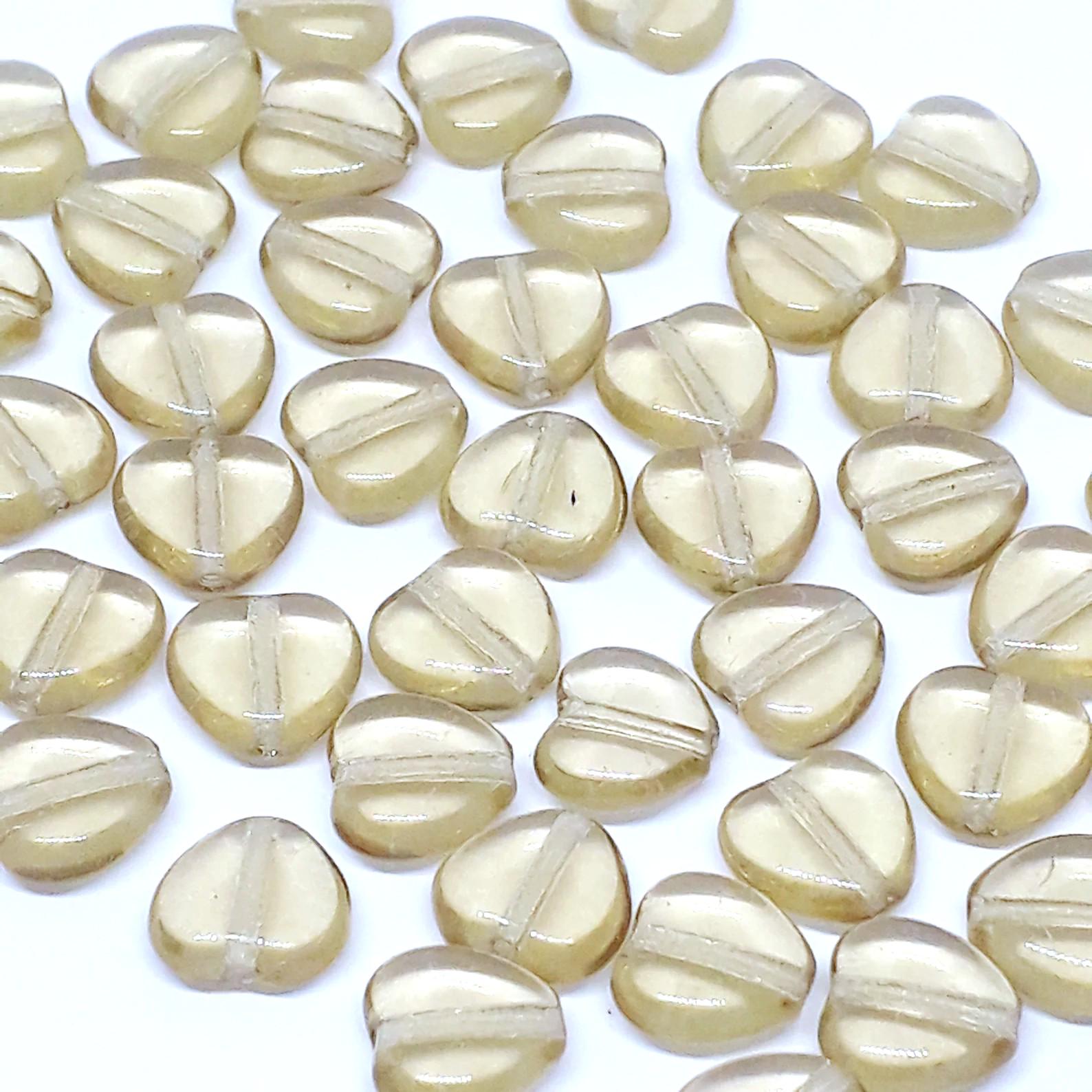 Light Brown Heart Czech Glass 8mm - 20pcs