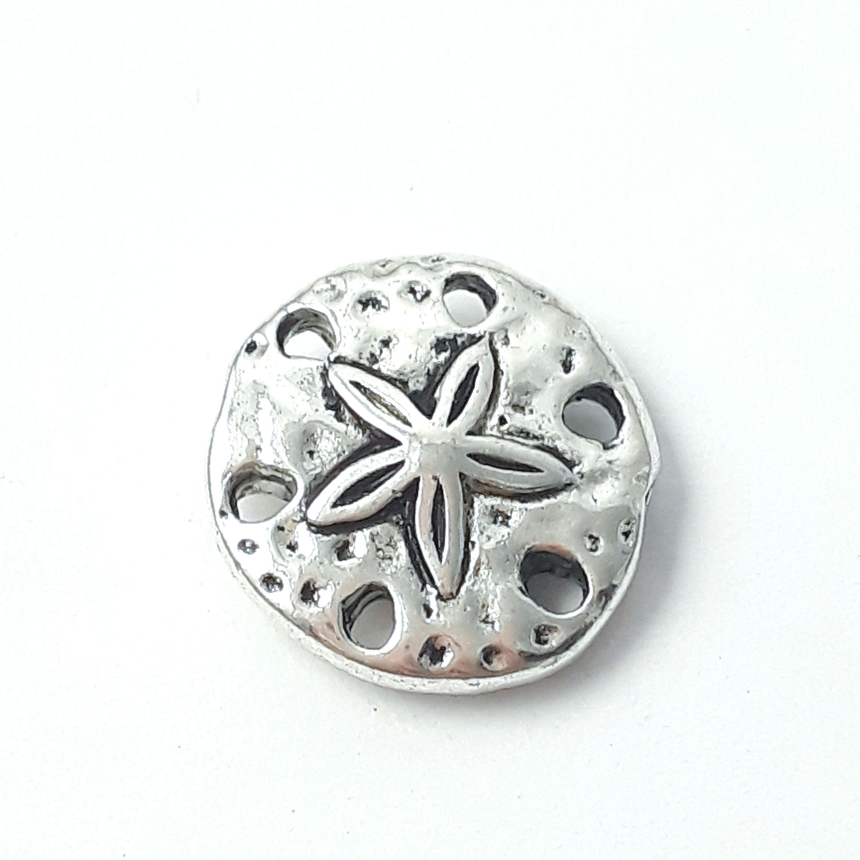 Starfish Hammered Round Antique Silver 15mm - 4pcs