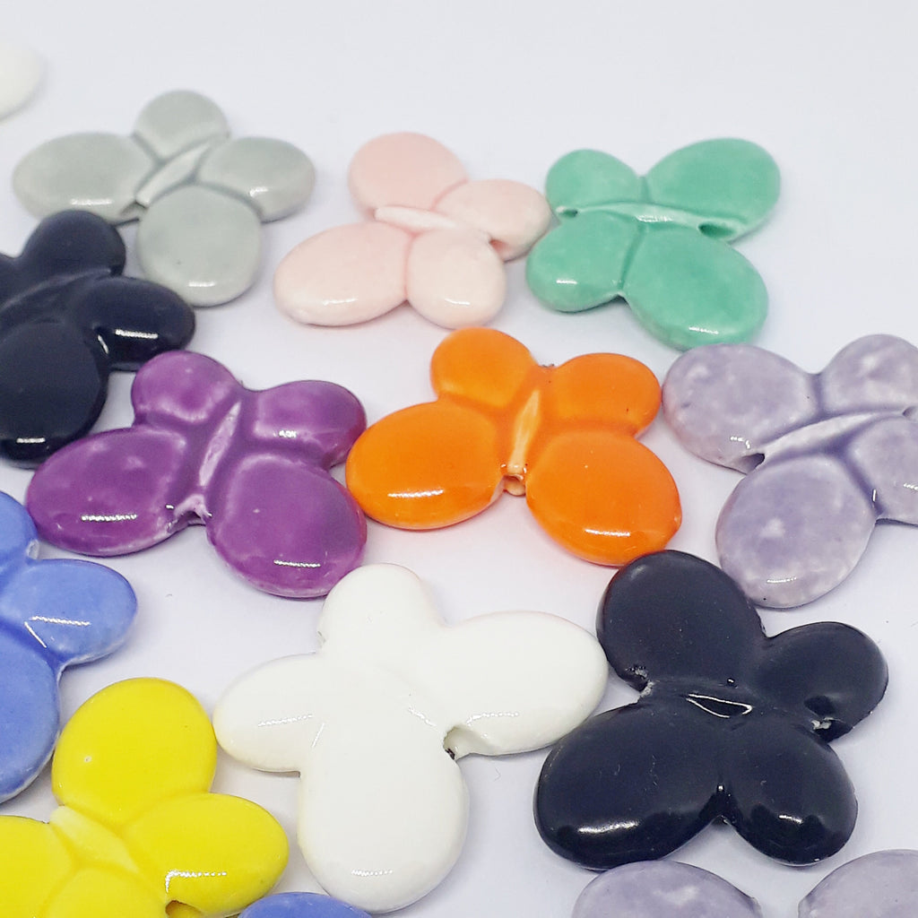 Butterfly Mixed Colour Ceramic 27x20mm - 6pcs