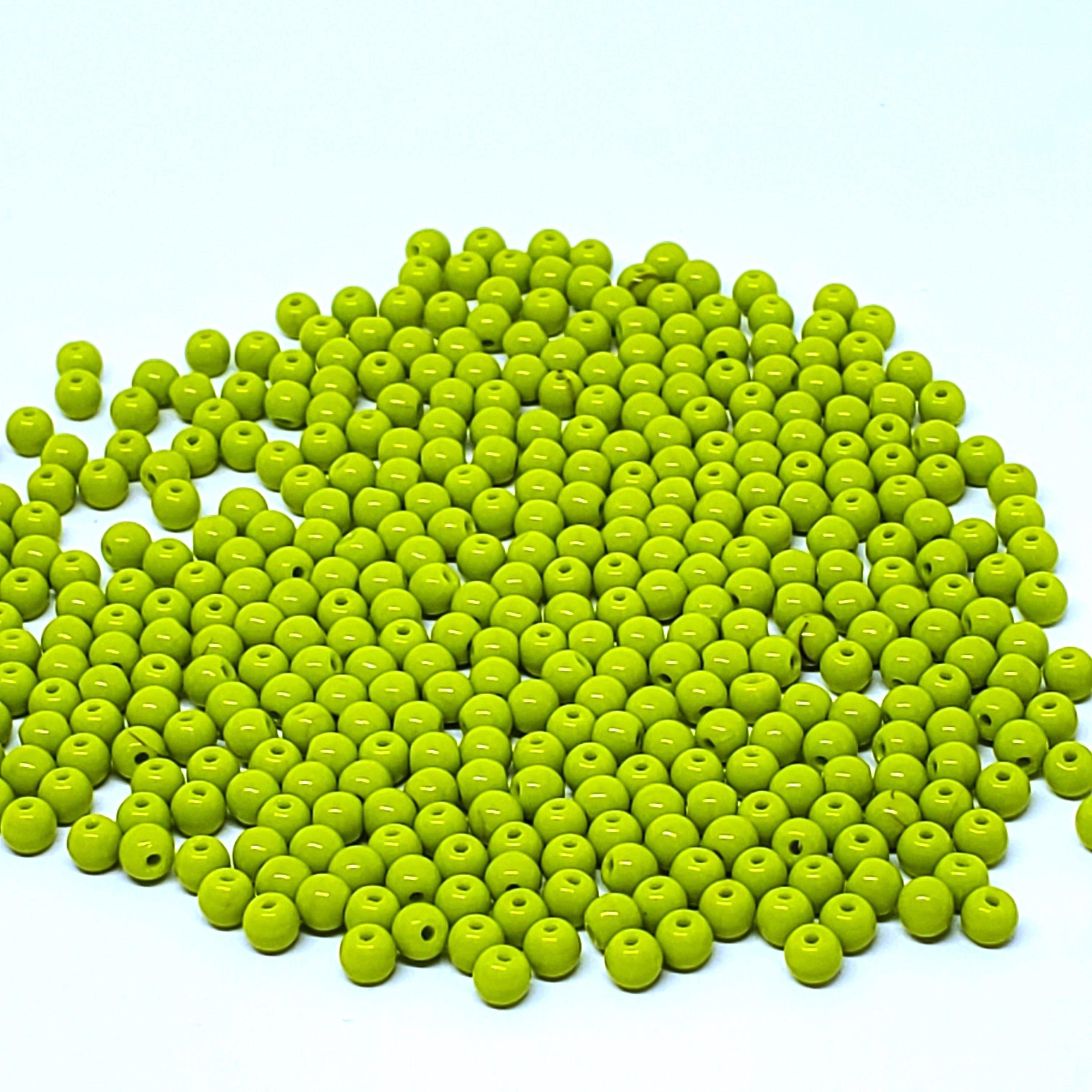 Opaque Apple Green Czech Glass Round 3mm - 120pcs
