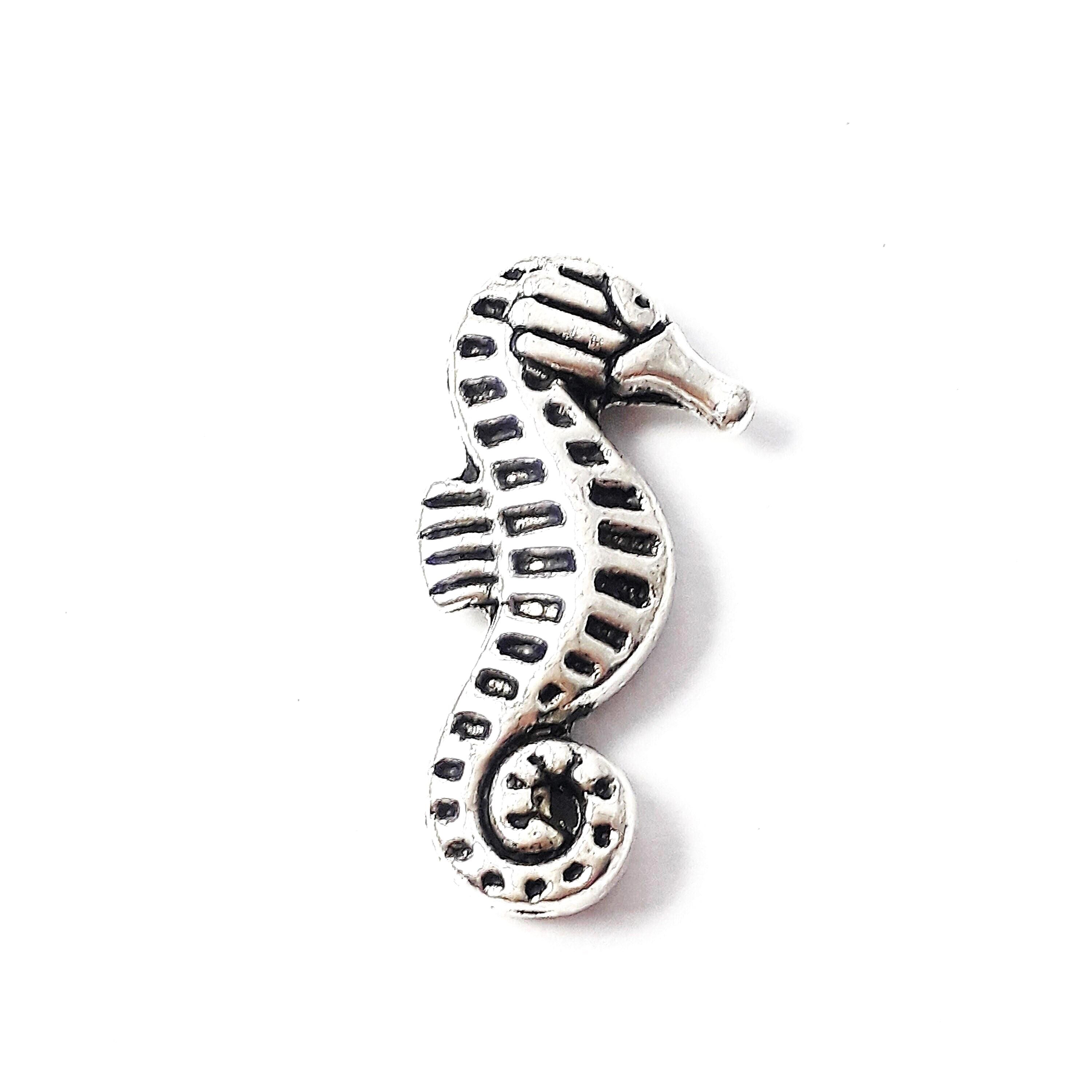 Seahorse Antique Silver 20x10mm - 10pcs