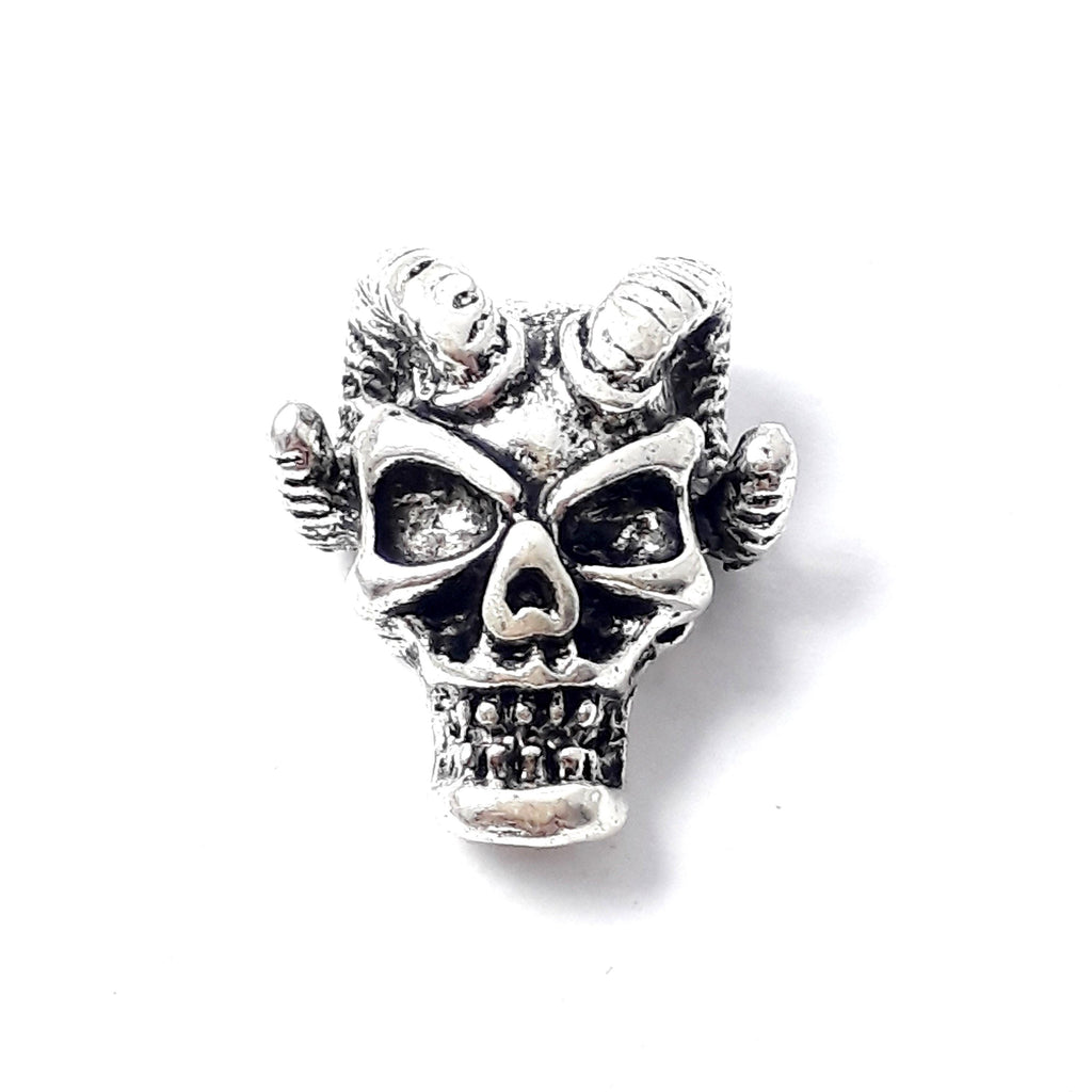 Baphomet Horned Demon Skull Silver 15x12mm - 2pcs
