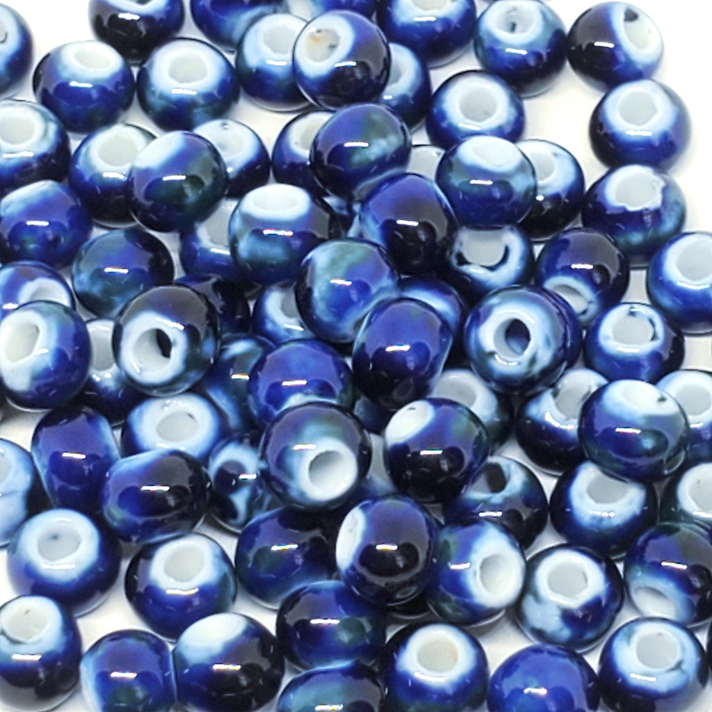 Blue & Green Glazed Ceramic Rondelle 6x5mm - 50pcs