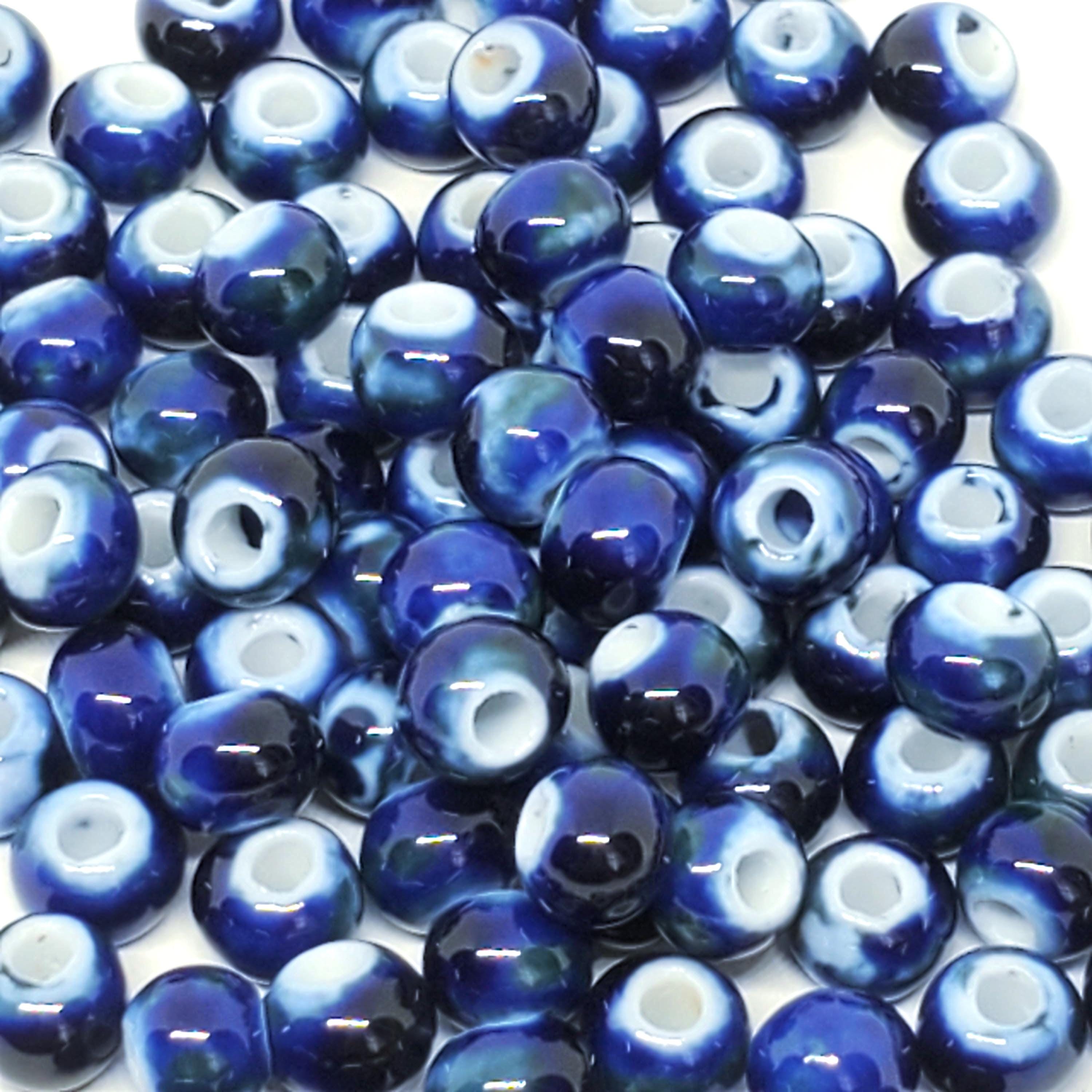 Blue & Green Glazed Ceramic Rondelle 6x5mm - 50pcs