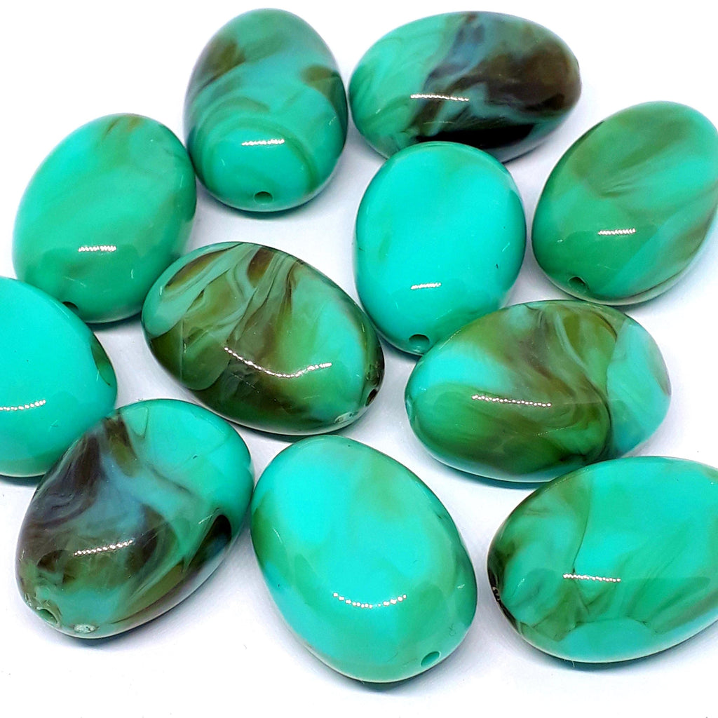Green Turquoise Acrylic Twisted Teardrop 24x17mm - 5pcs