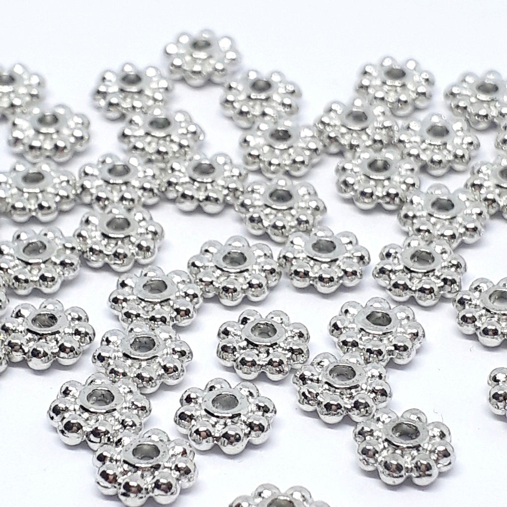 Flower Ring Spacers Silver Tone 6mm - 50pcs