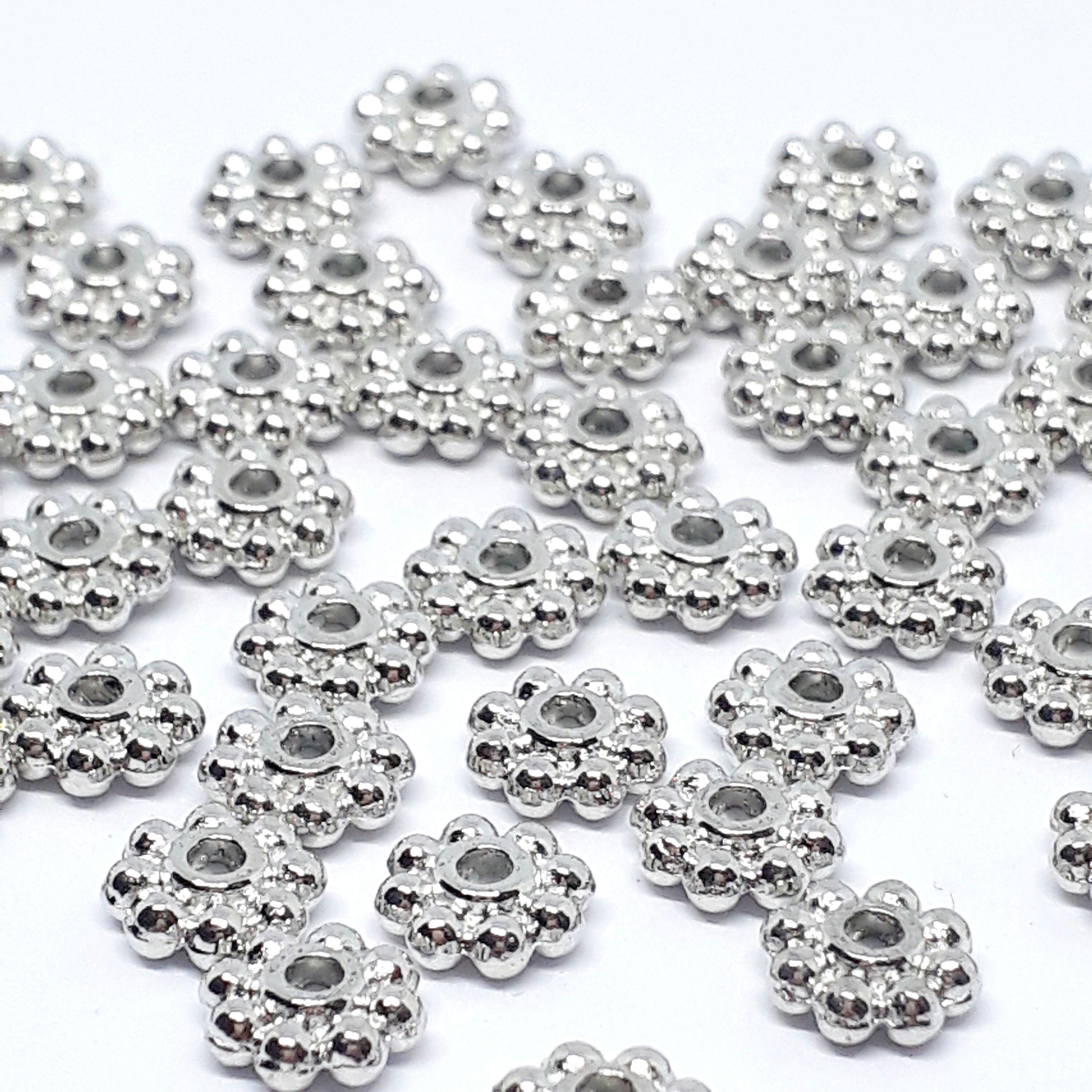 Flower Ring Spacers Silver Tone 6mm - 50pcs
