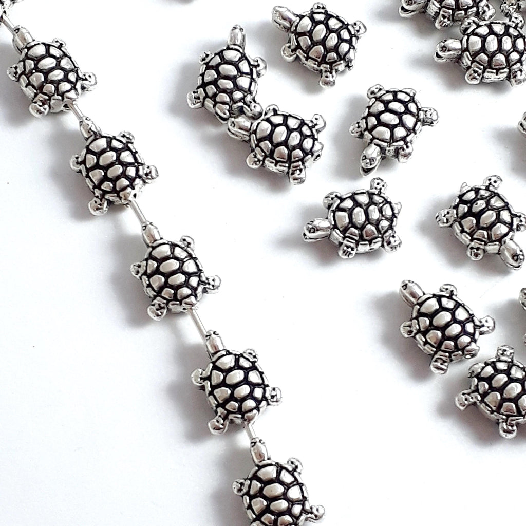 Tortoise Antique Silver 10x8mm - 20pcs