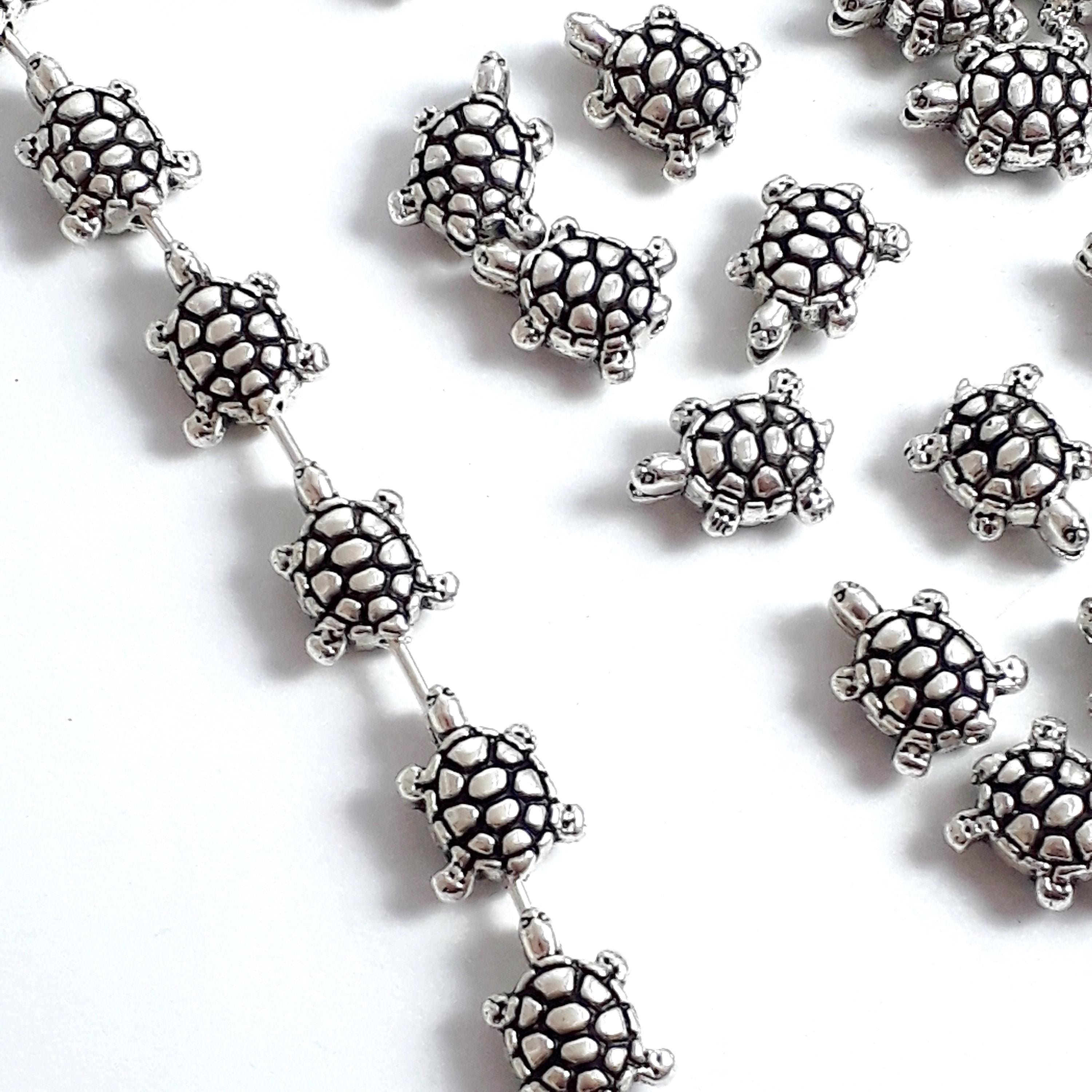 Tortoise Antique Silver 10x8mm - 20pcs