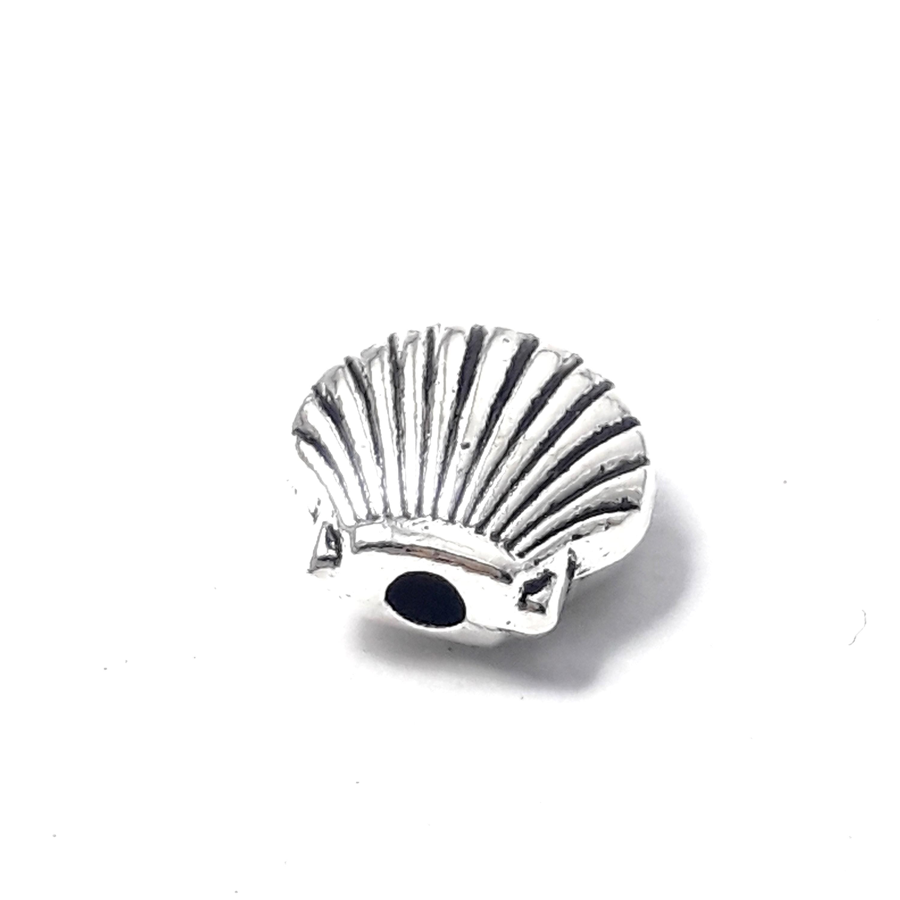 Scallop Shell Antique Silver 9x8mm - 10pcs