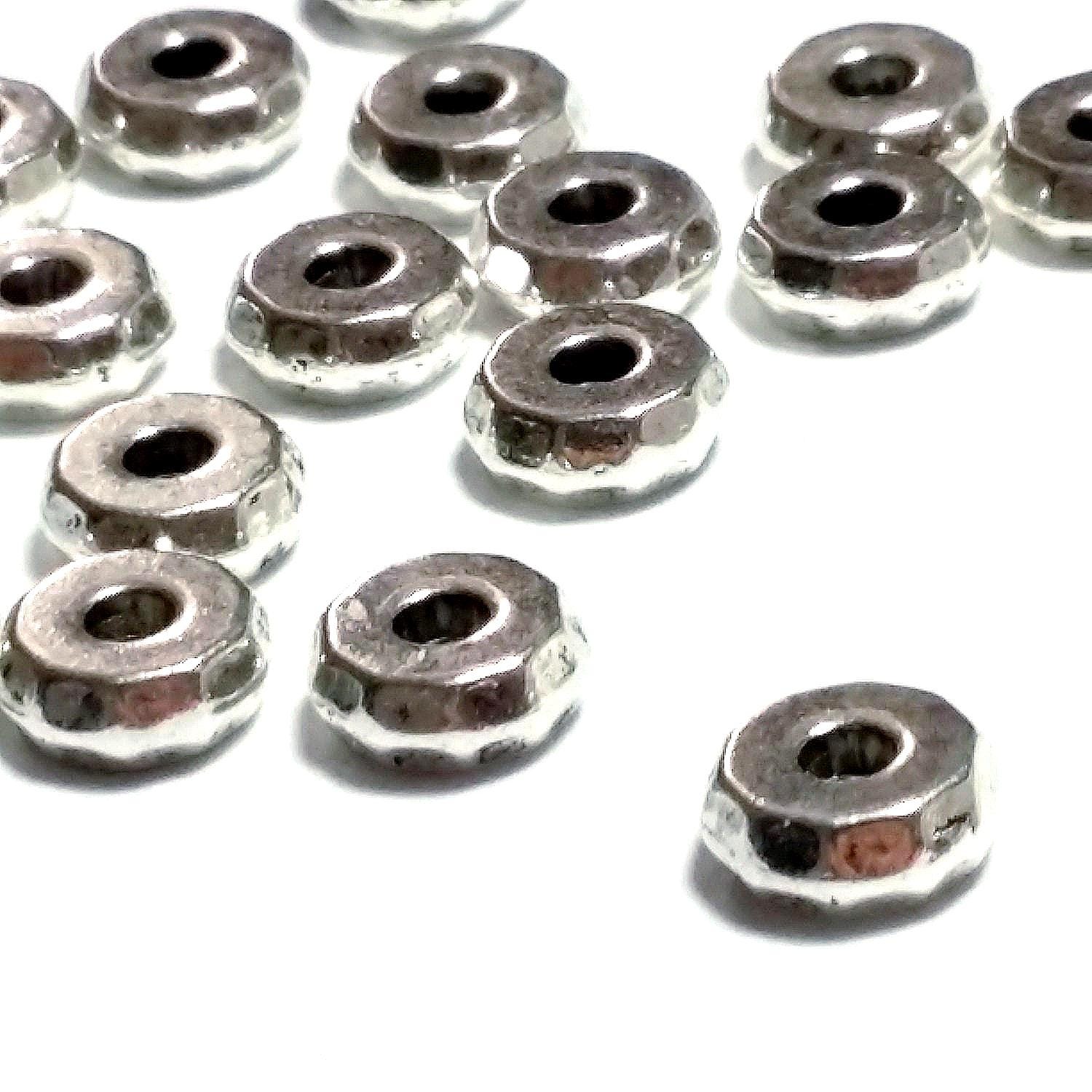 Faceted Tyre Ring Antique Silver 8mm - 20pcs