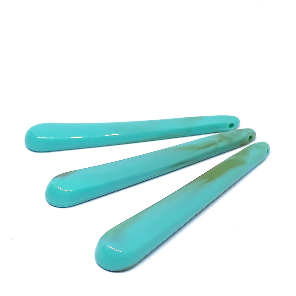 Long Turquoise Acrylic Drop 69x11mm - 5pcs