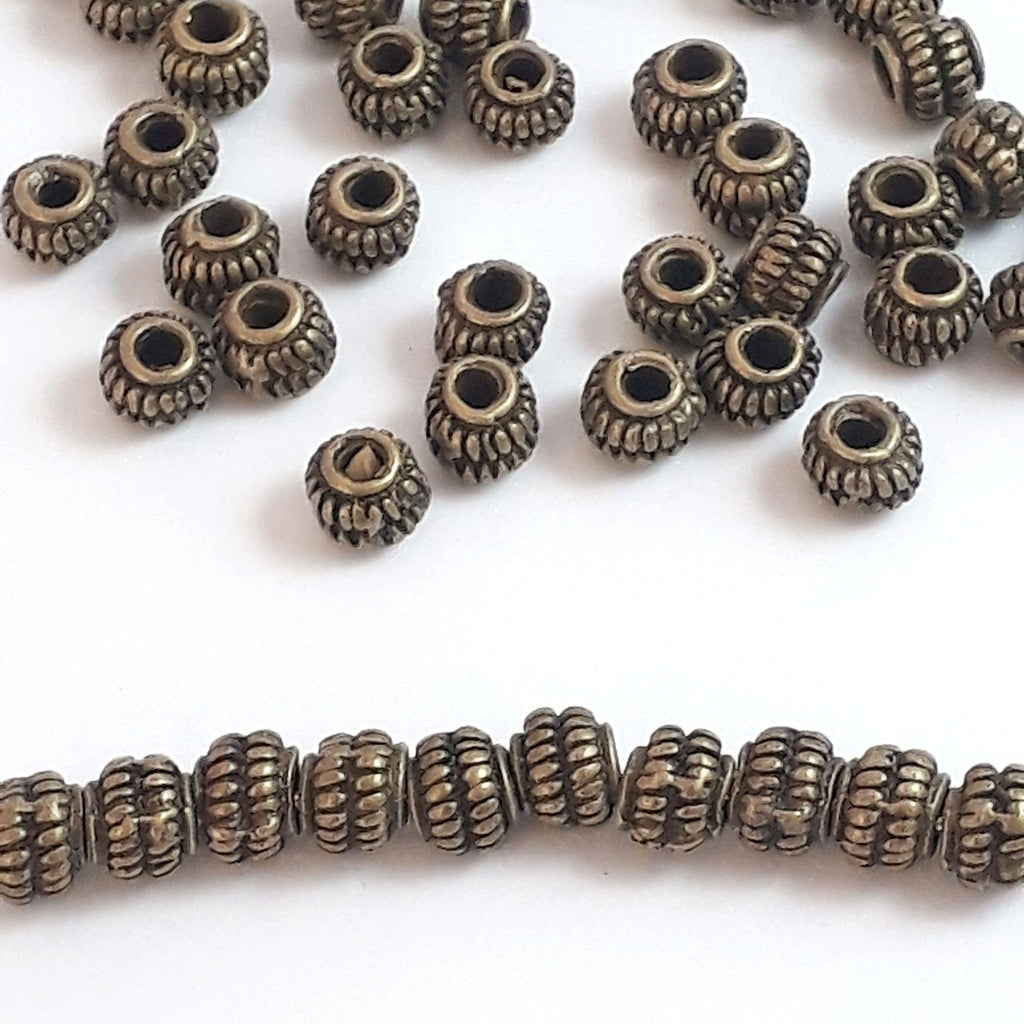Striped Rondelle Lantern ntique Bronze 6x5mm - 10pcs
