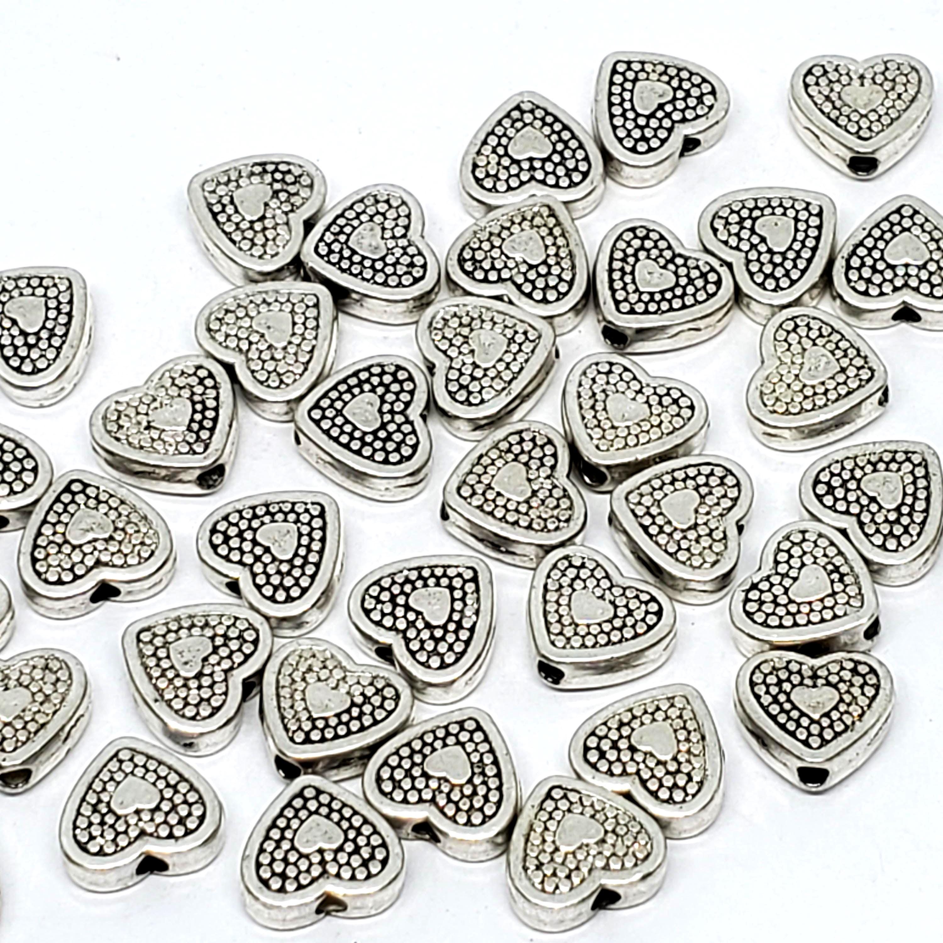 Heart Dot Pattern Antique Silver 9x8mm - 20pcs
