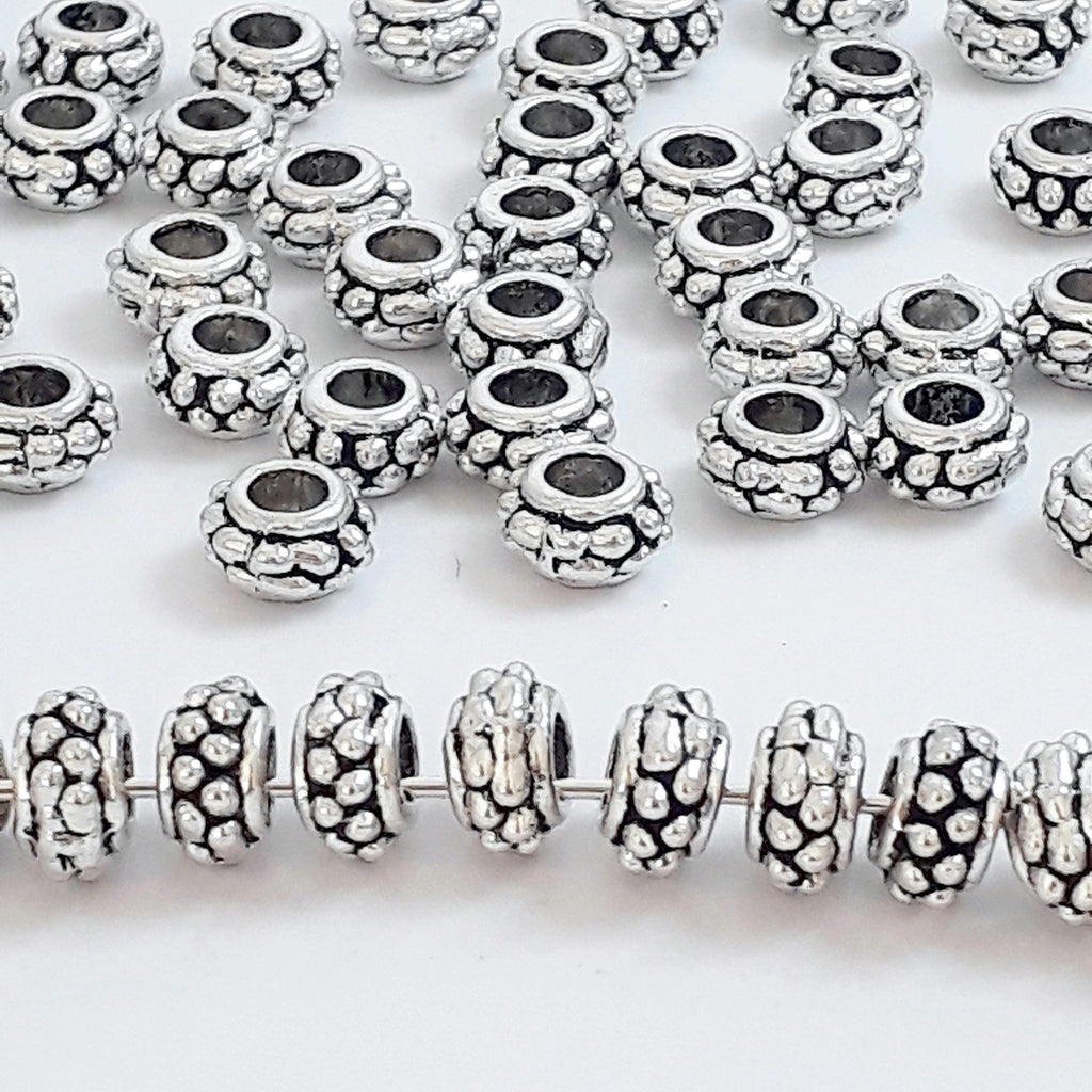 Donut Dotted Spacer Antique Silver 7x4mm - 20pcs
