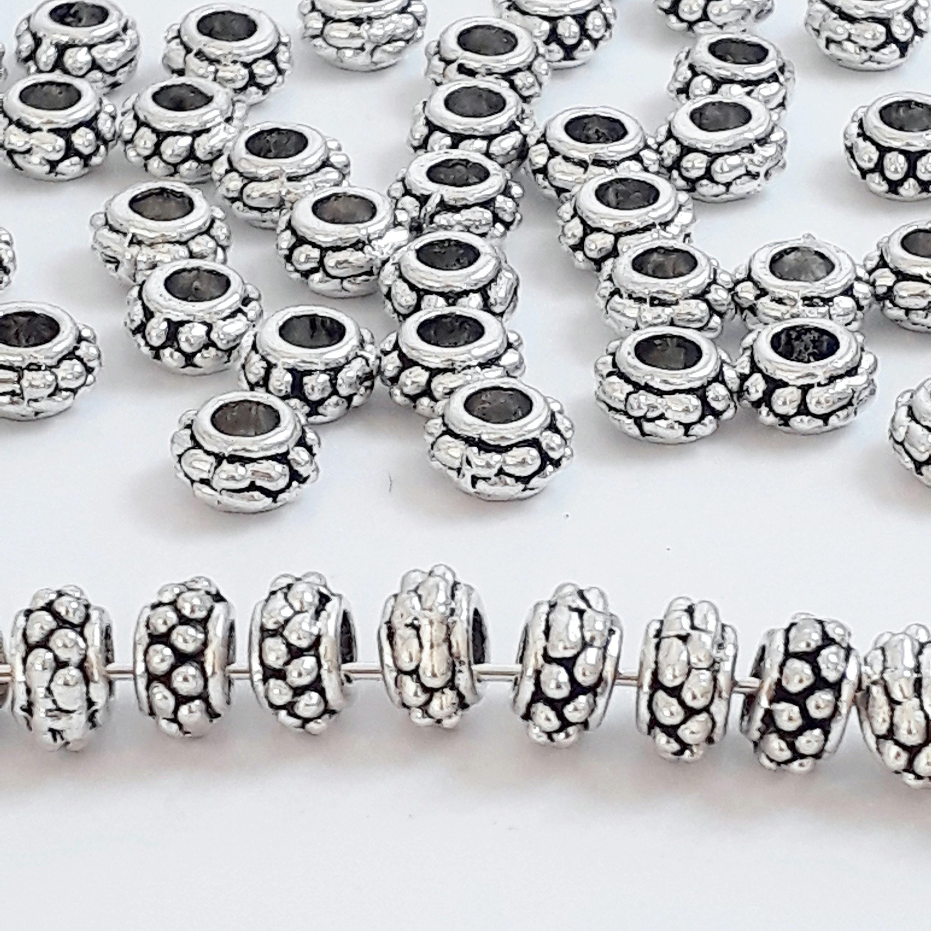 Donut Dotted Spacer Antique Silver 7x4mm - 20pcs