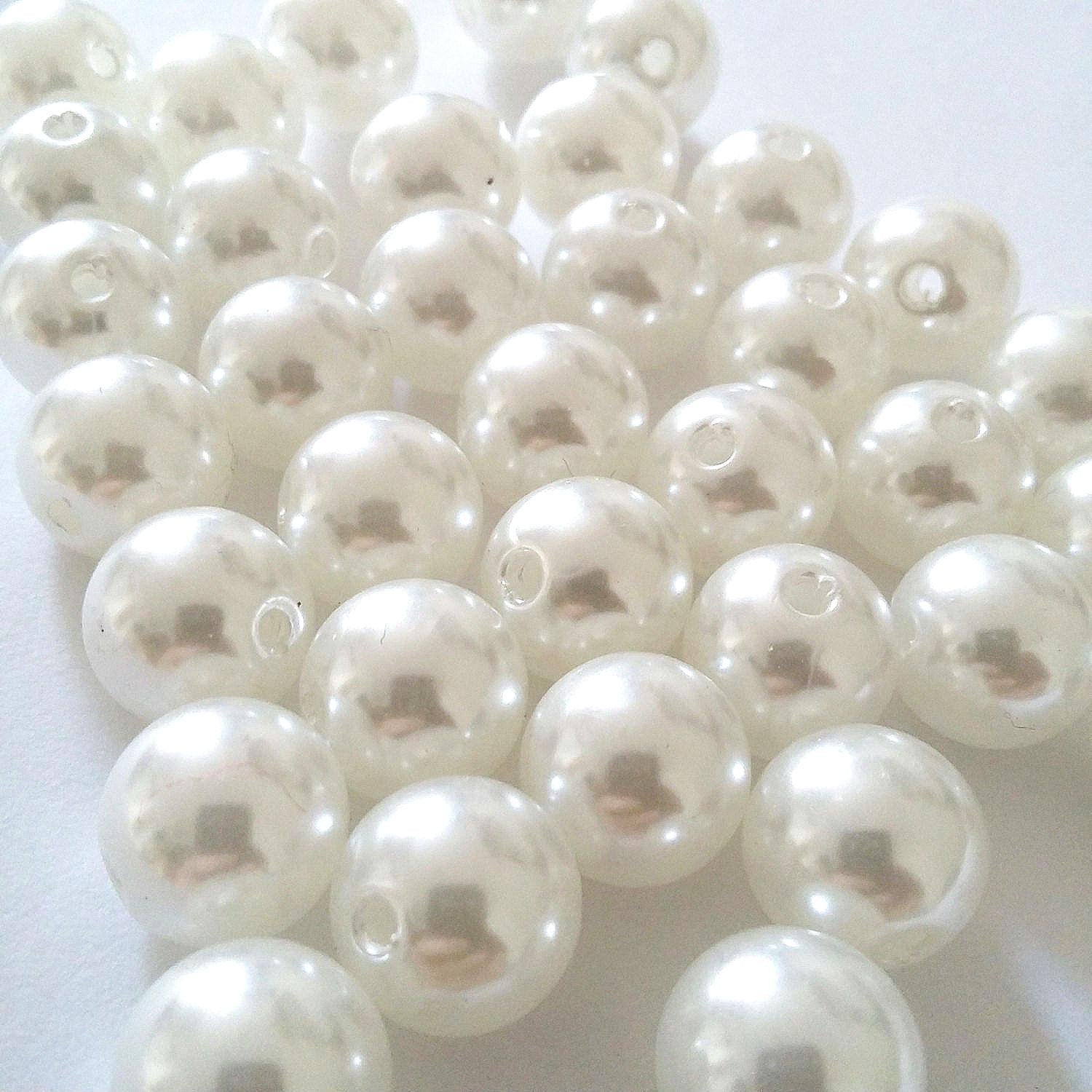 White Pearl Imitation Acrylic Round 12mm - 25pcs