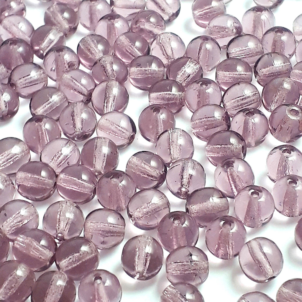 Transparent Purple Czech Glass Round 6mm - 30pcs