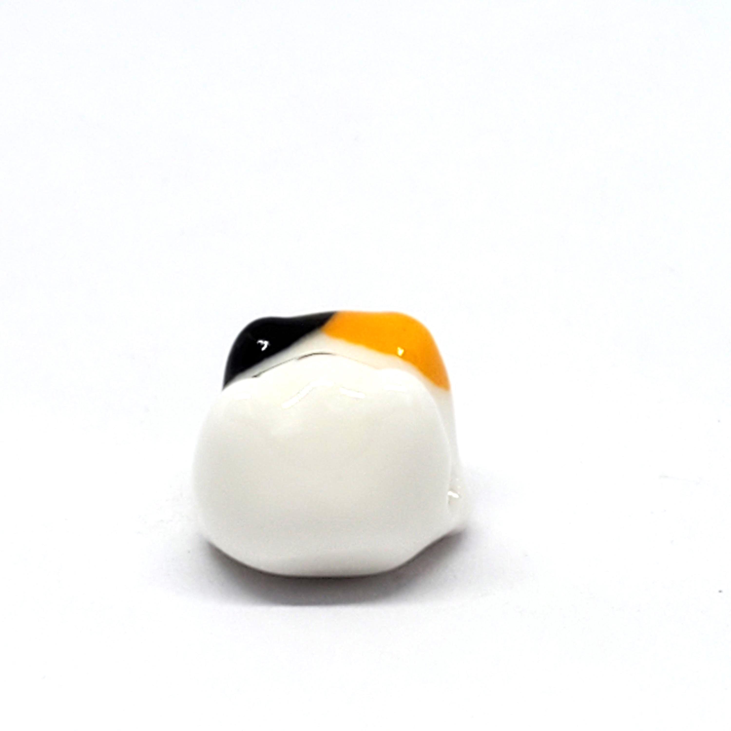 Chinese Cat Ceramic White Multicolour 16x13mm - 1pc