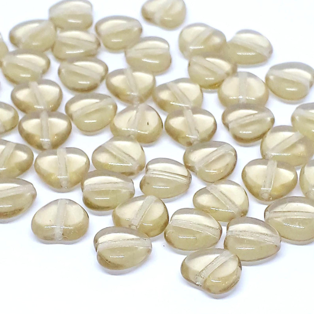 Light Brown Heart Czech Glass 8mm - 20pcs