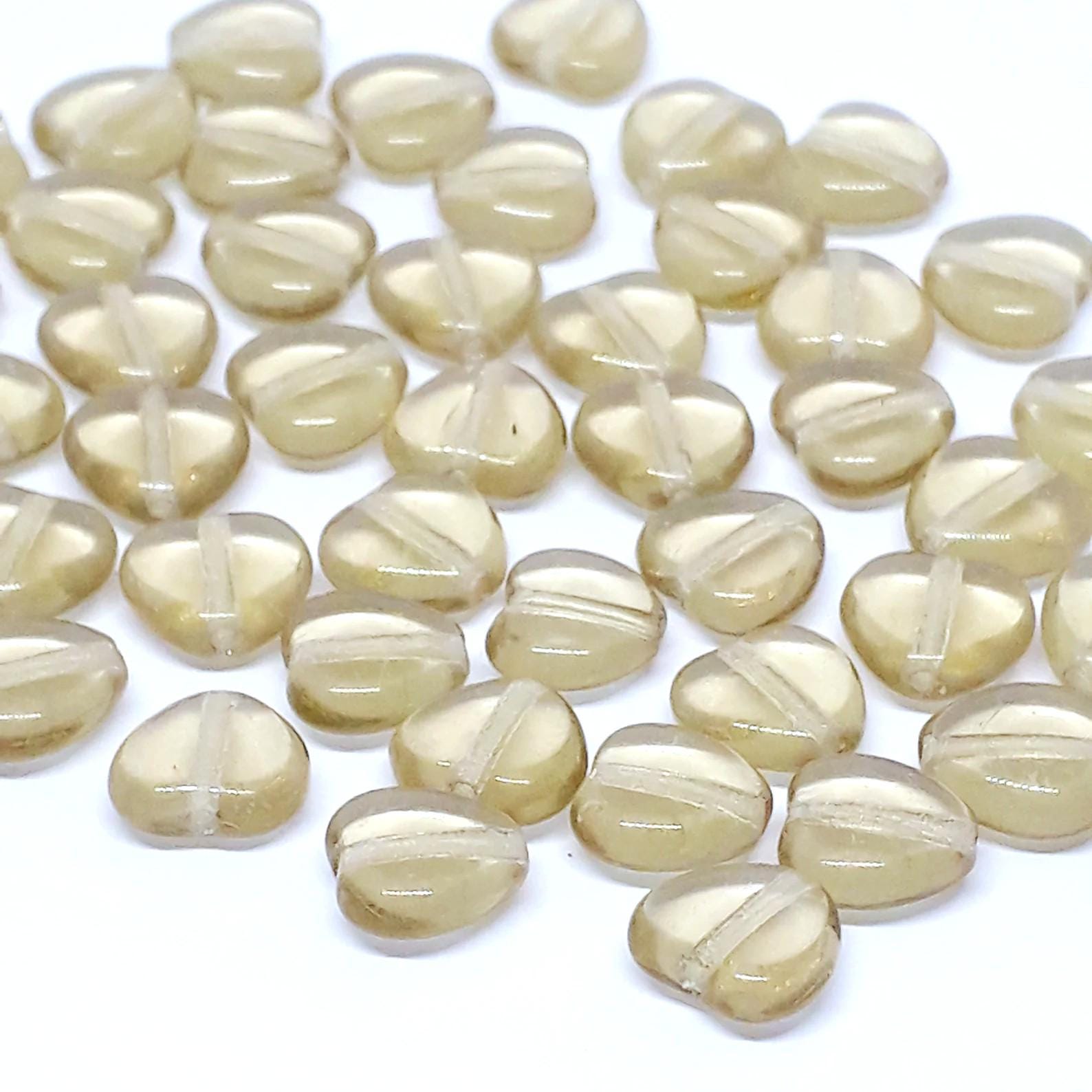 Light Brown Heart Czech Glass 8mm - 20pcs