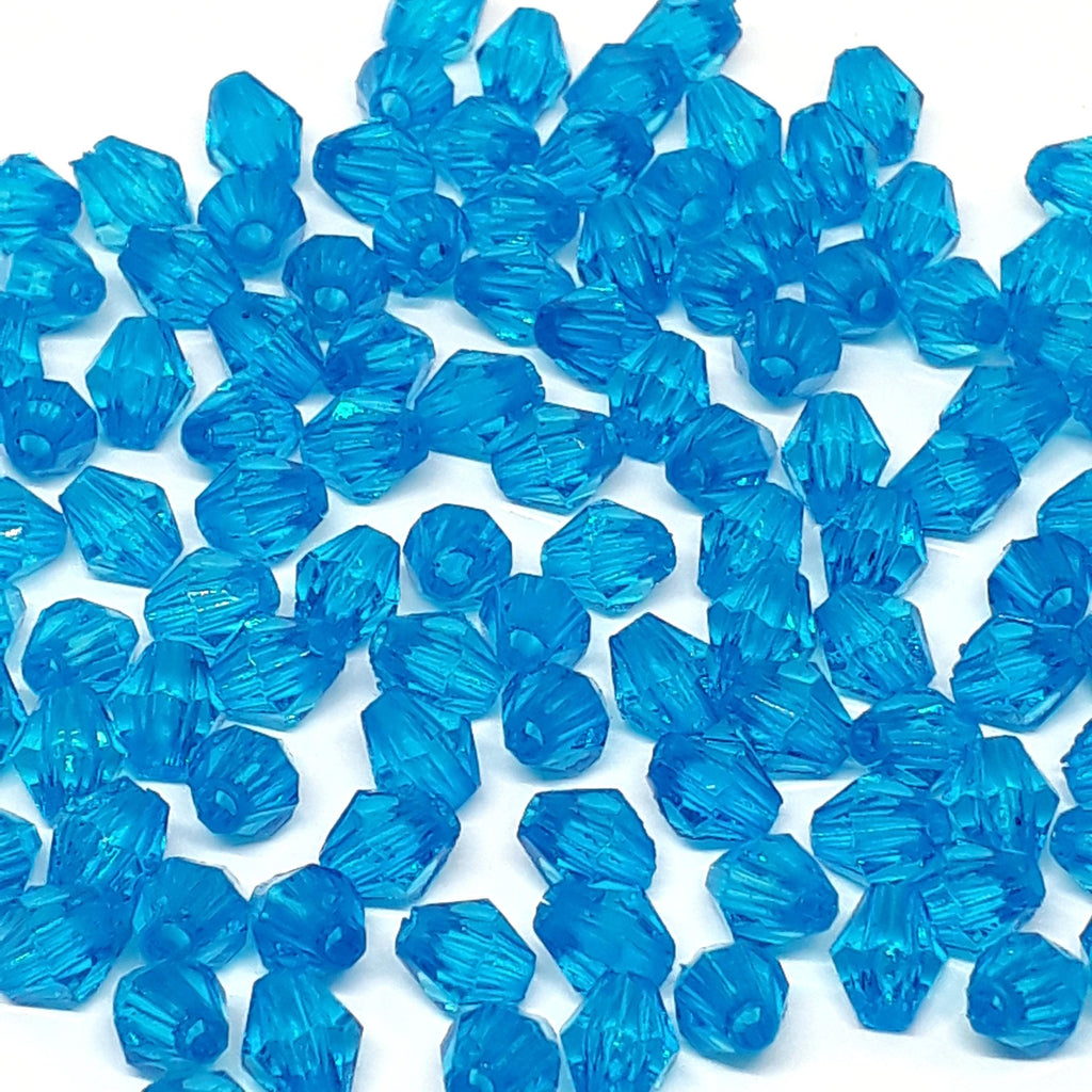 Dark Aqua Blue Acrylic Faceted Bicone 6x5mm 30g